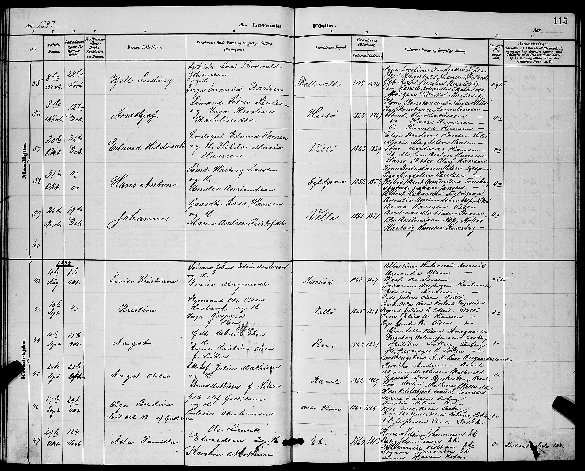 Sem kirkebøker, AV/SAKO-A-5/G/Gb/L0002: Parish register (copy) no. II 2, 1886-1899, p. 115