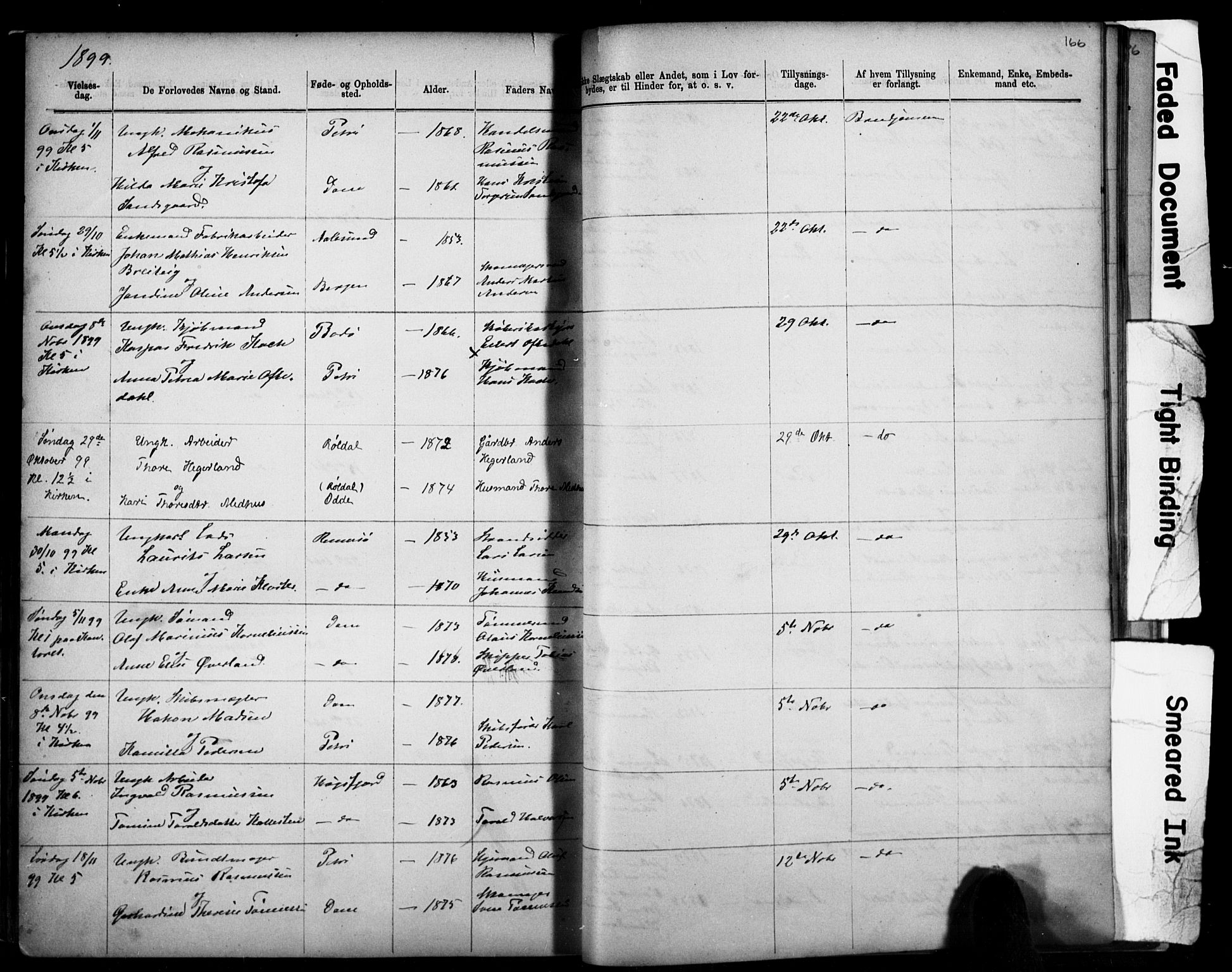 Domkirken sokneprestkontor, AV/SAST-A-101812/001/30/30BB/L0014: Parish register (copy) no. B 14, 1875-1902, p. 166