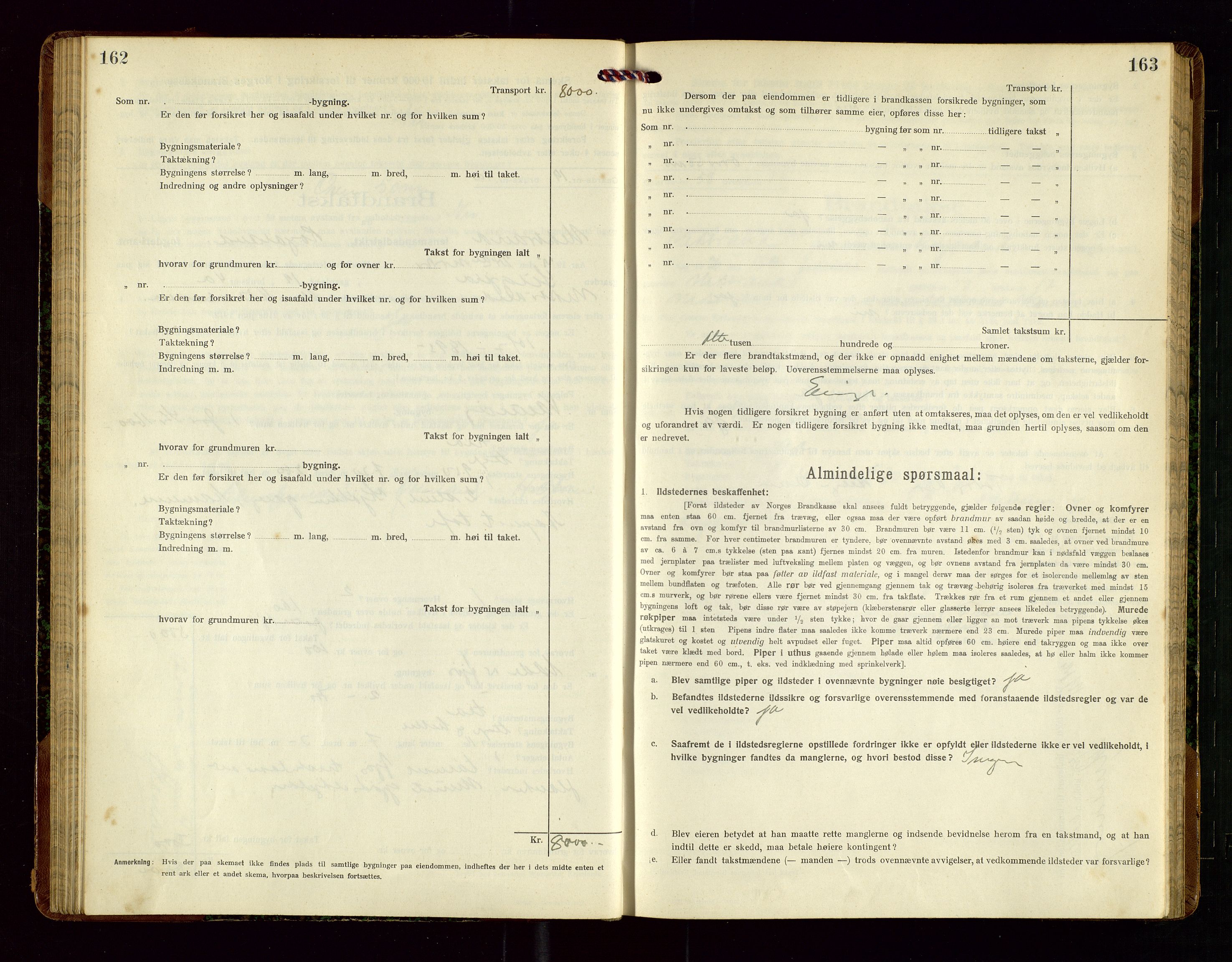 Nedstrand lensmannskontor, SAST/A-100236/Gob/L0002: "Brandtakstprotokol for Nerstrand lensmandsdistrikt Rogaland Fylke", 1916-1949, p. 162-163