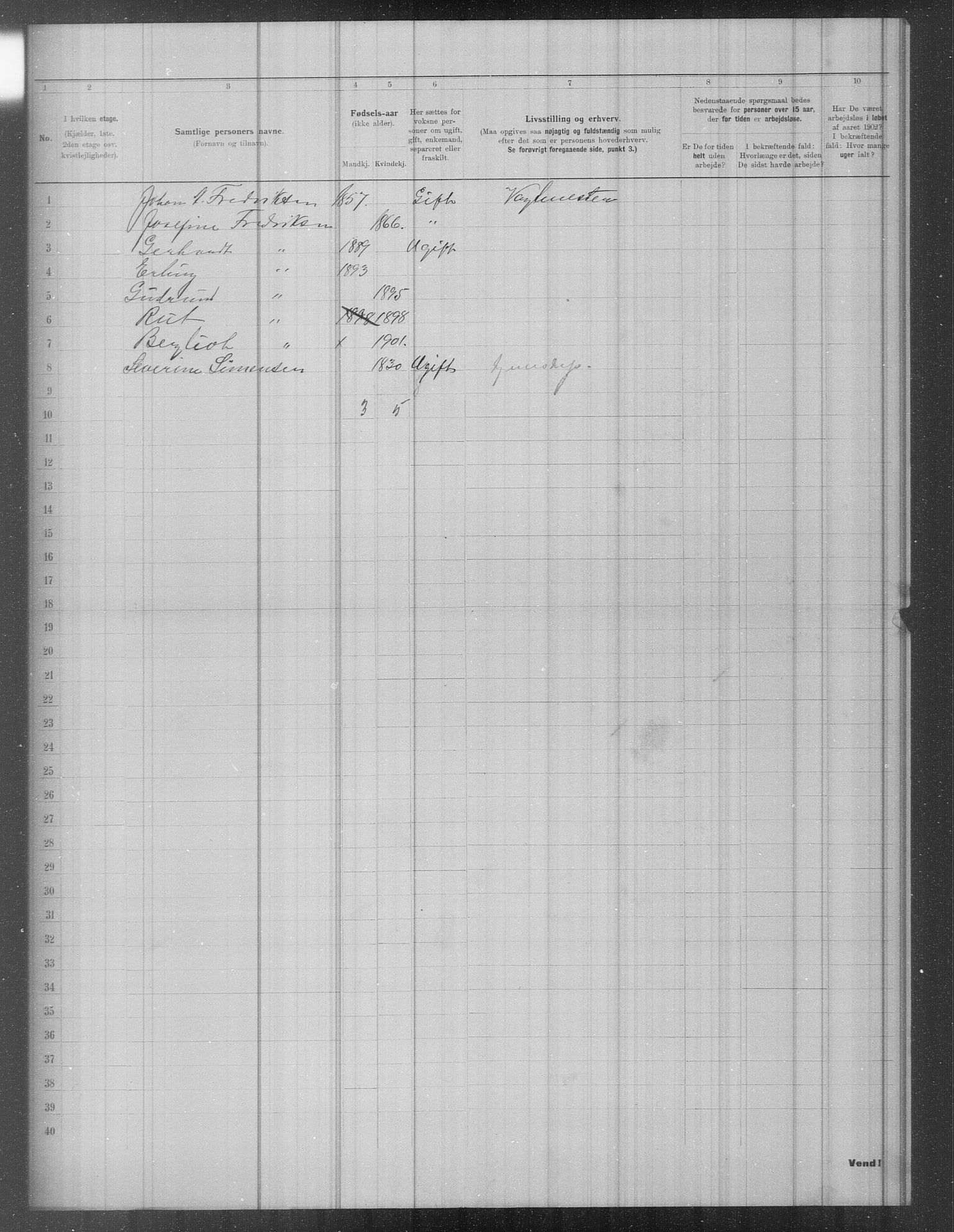 OBA, Municipal Census 1902 for Kristiania, 1902, p. 2285