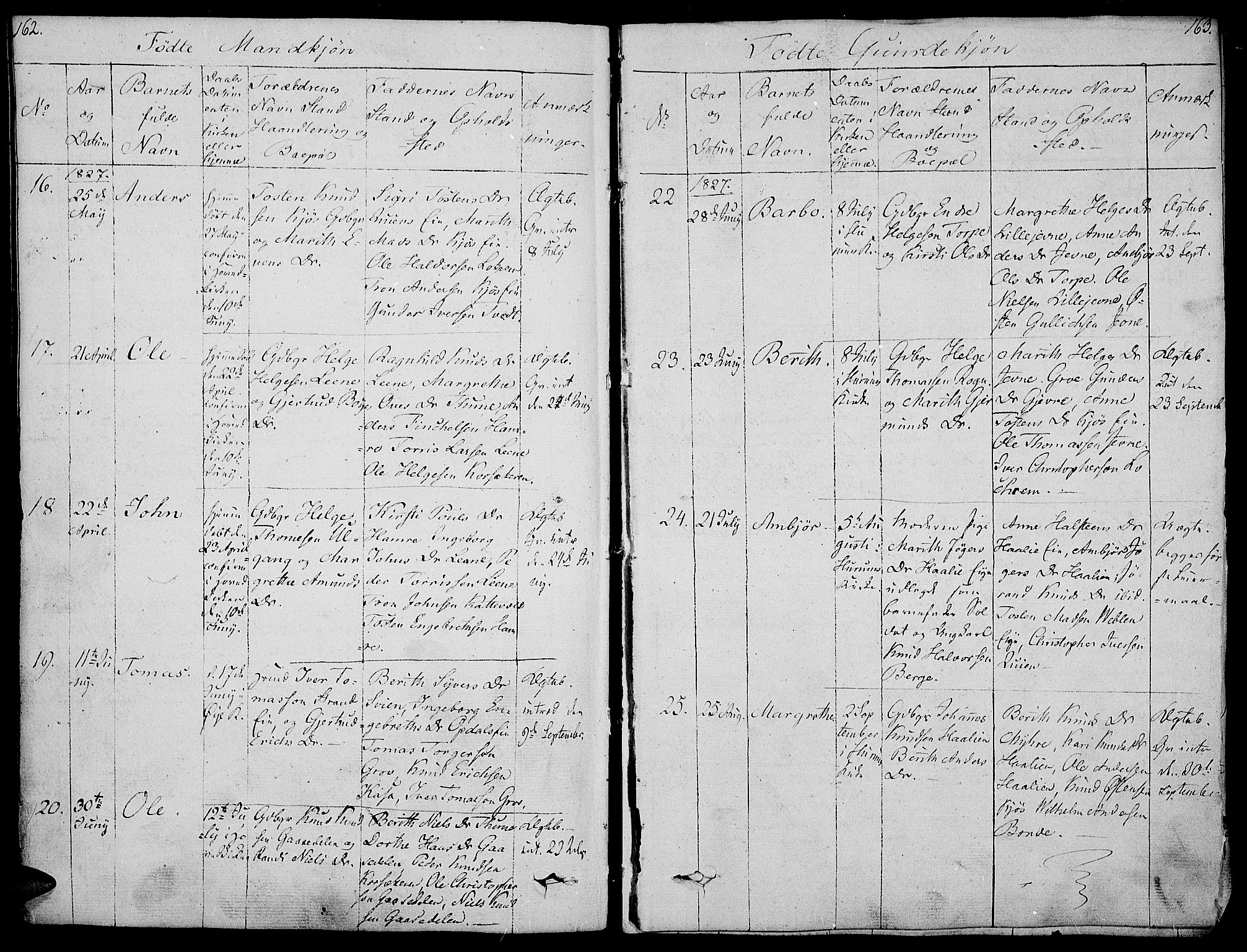 Vang prestekontor, Valdres, AV/SAH-PREST-140/H/Ha/L0003: Parish register (official) no. 3, 1809-1831, p. 162-163