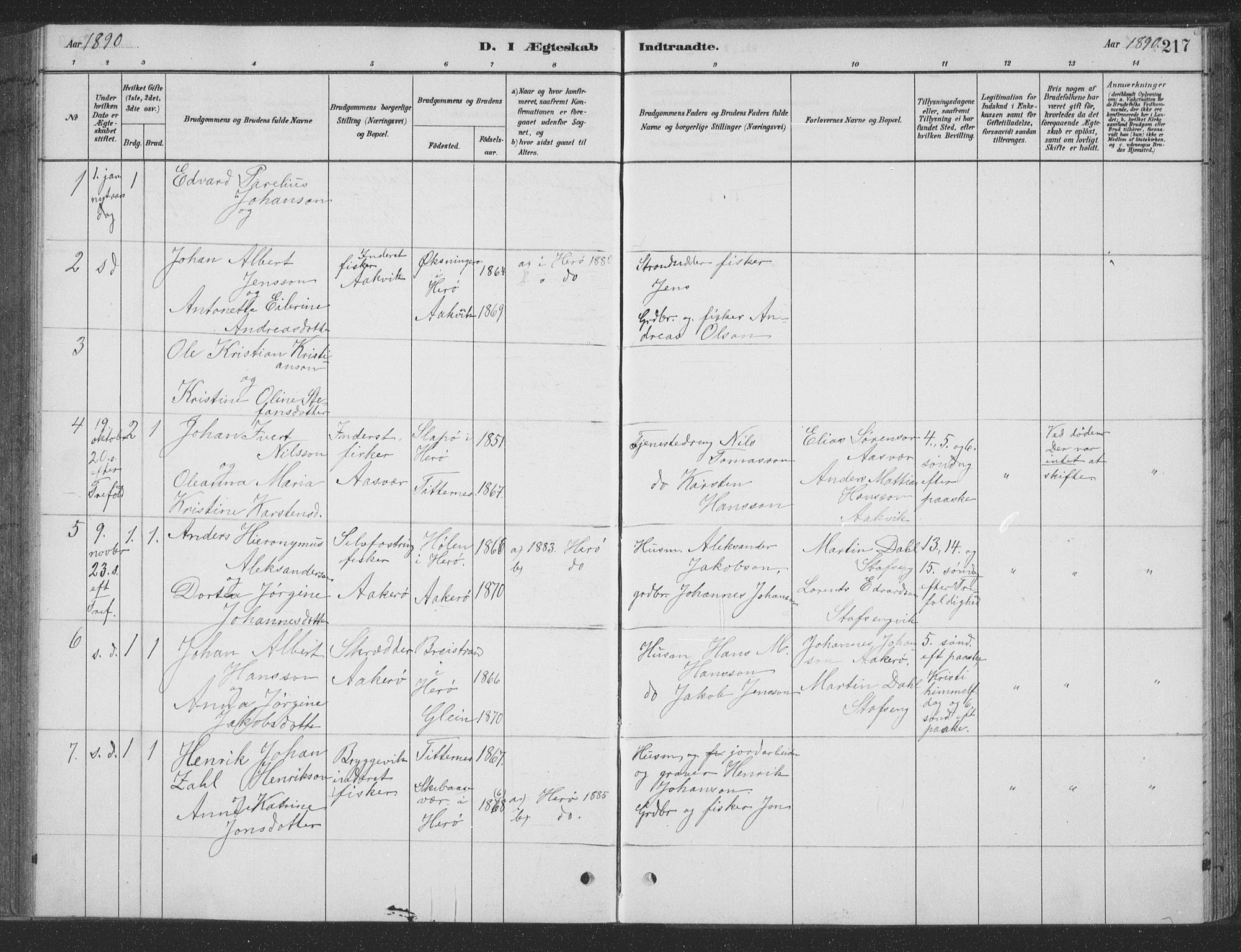 Ministerialprotokoller, klokkerbøker og fødselsregistre - Nordland, AV/SAT-A-1459/835/L0532: Parish register (copy) no. 835C04, 1880-1905, p. 217