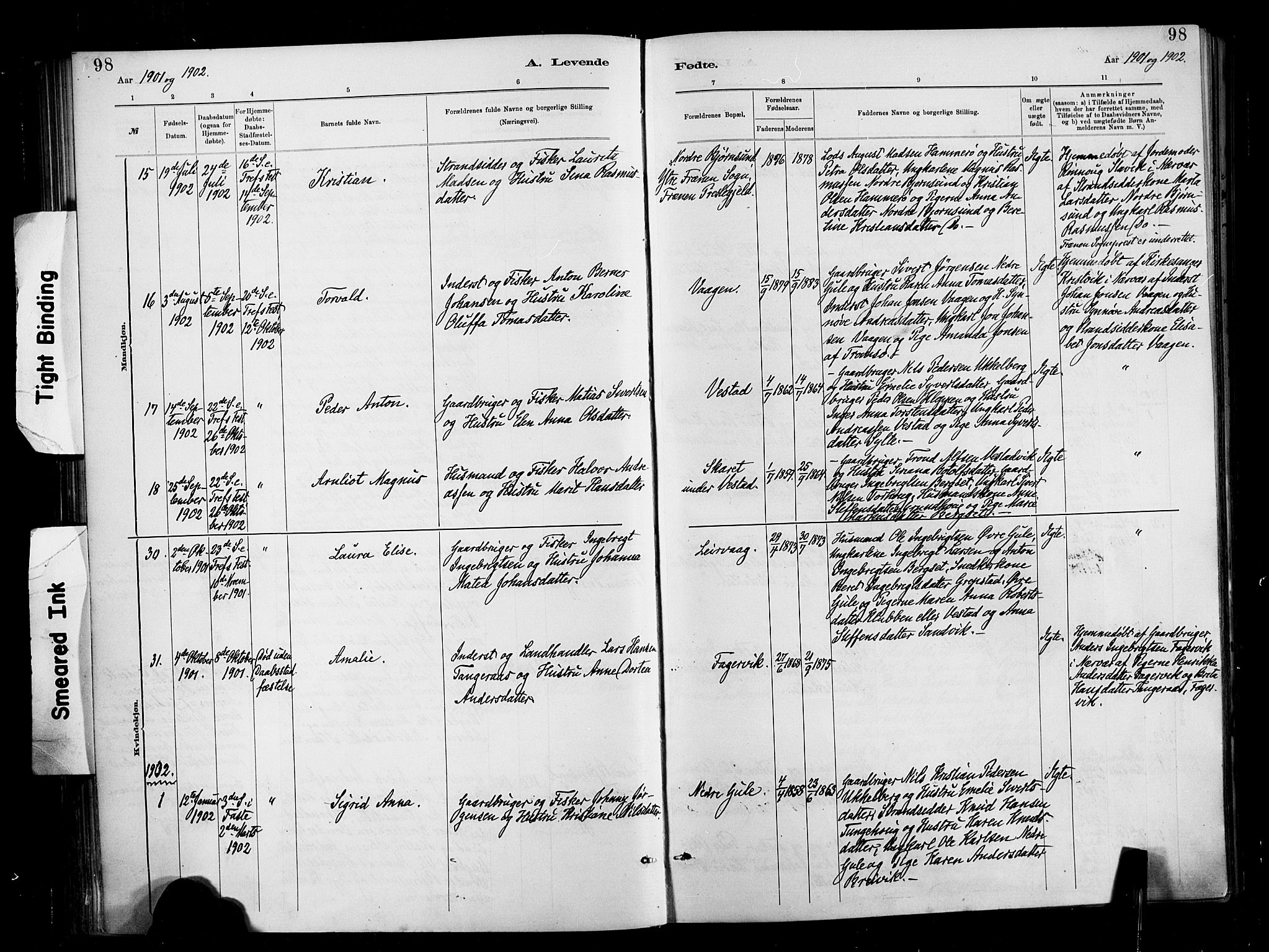 Ministerialprotokoller, klokkerbøker og fødselsregistre - Møre og Romsdal, SAT/A-1454/566/L0769: Parish register (official) no. 566A08, 1881-1903, p. 98