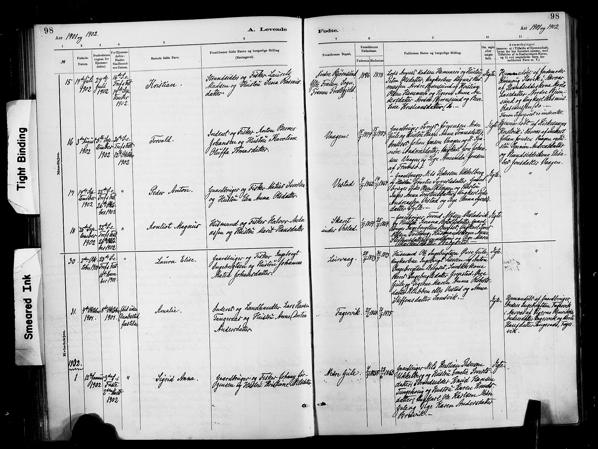 Ministerialprotokoller, klokkerbøker og fødselsregistre - Møre og Romsdal, AV/SAT-A-1454/566/L0769: Parish register (official) no. 566A08, 1881-1903, p. 98