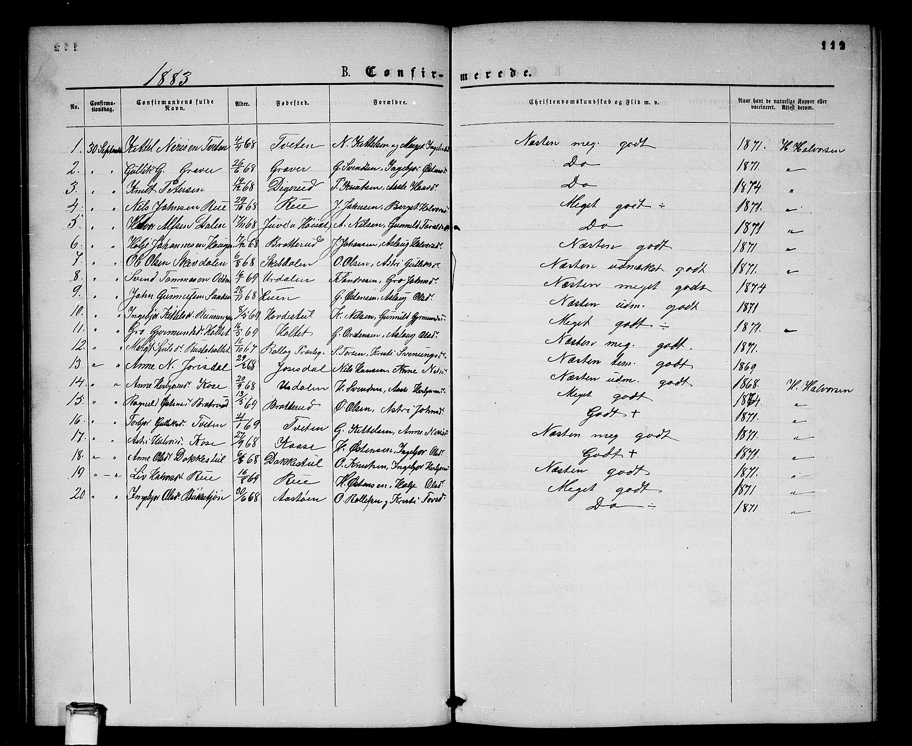 Gransherad kirkebøker, SAKO/A-267/G/Gb/L0002: Parish register (copy) no. II 2, 1860-1886, p. 112