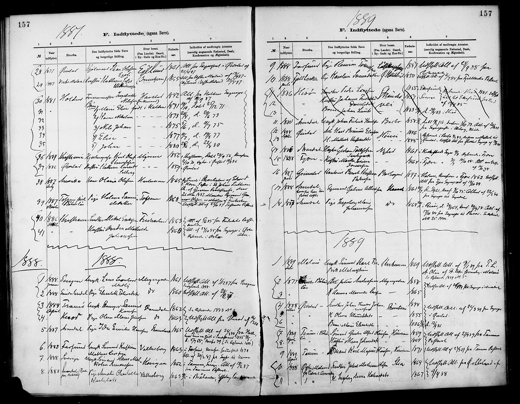 Barbu sokneprestkontor, AV/SAK-1111-0003/F/Fa/L0003: Parish register (official) no. A 3, 1883-1898, p. 157