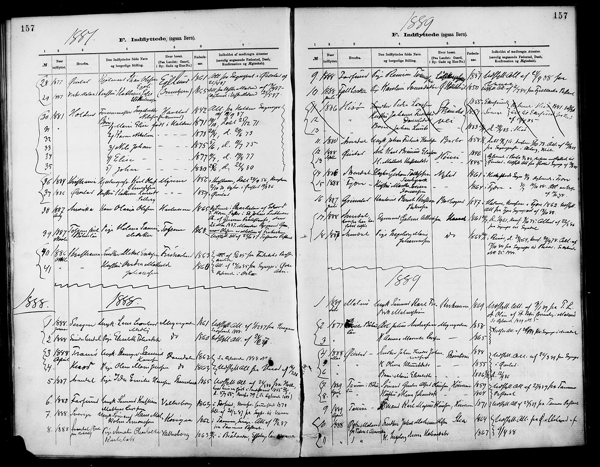 Barbu sokneprestkontor, SAK/1111-0003/F/Fa/L0003: Parish register (official) no. A 3, 1883-1898, p. 157