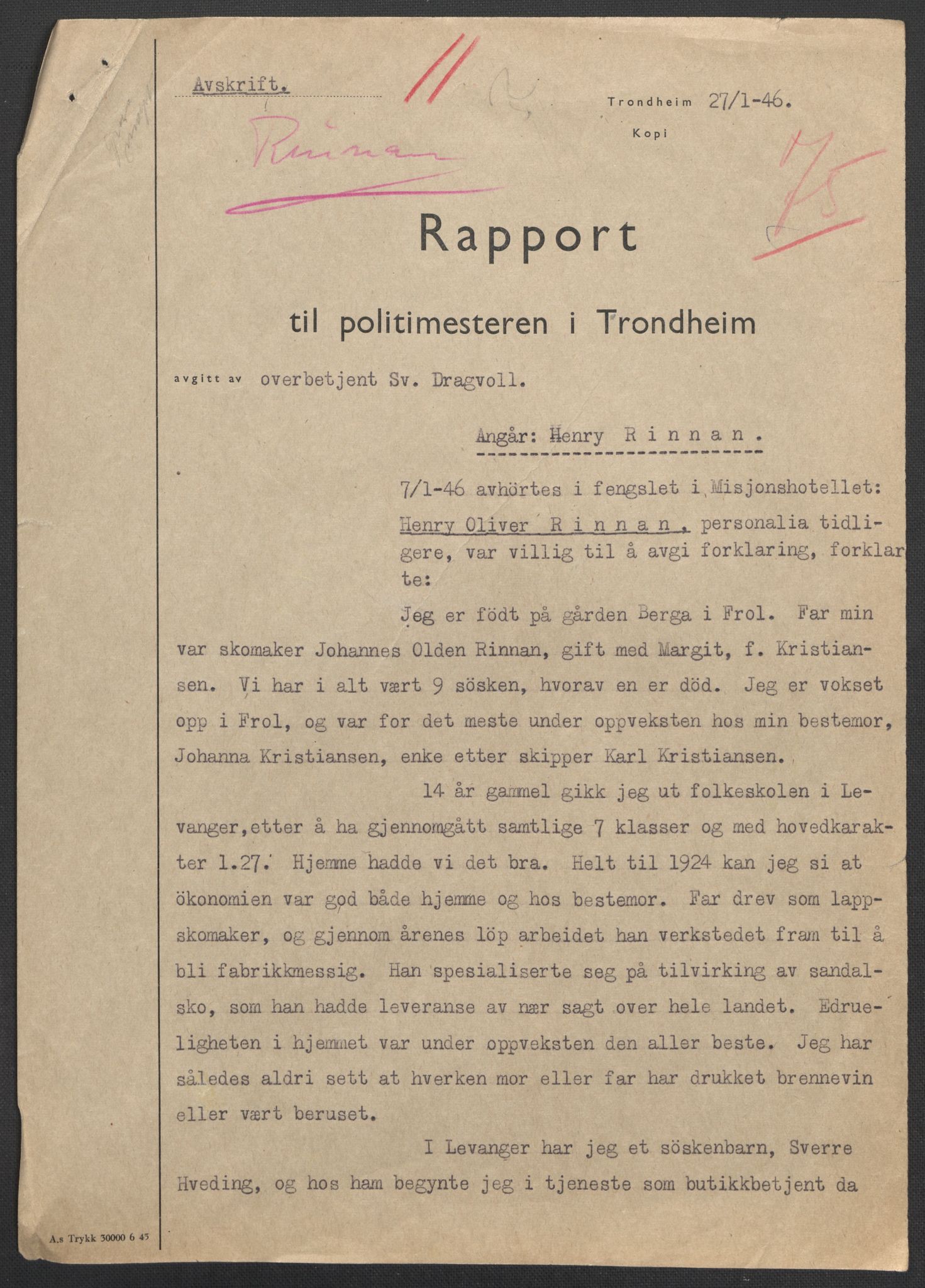 Landssvikarkivet, Trondheim og Strinda politikammer, RA/S-3138-39/D/Da/L0227: Dom nr., 1945-1947, p. 4587