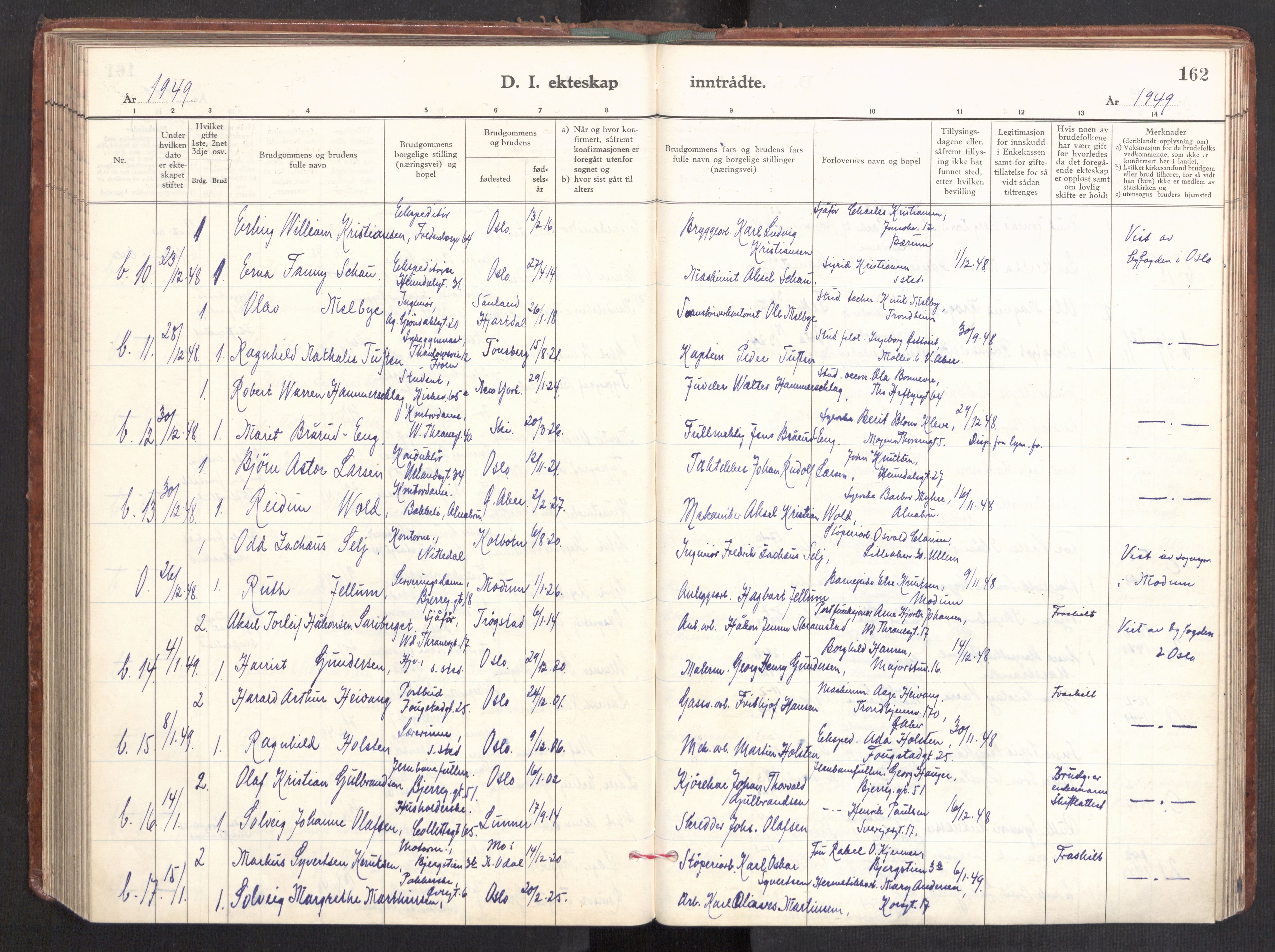 Gamle Aker prestekontor Kirkebøker, AV/SAO-A-10617a/F/L0022: Parish register (official) no. 22, 1941-1952, p. 162