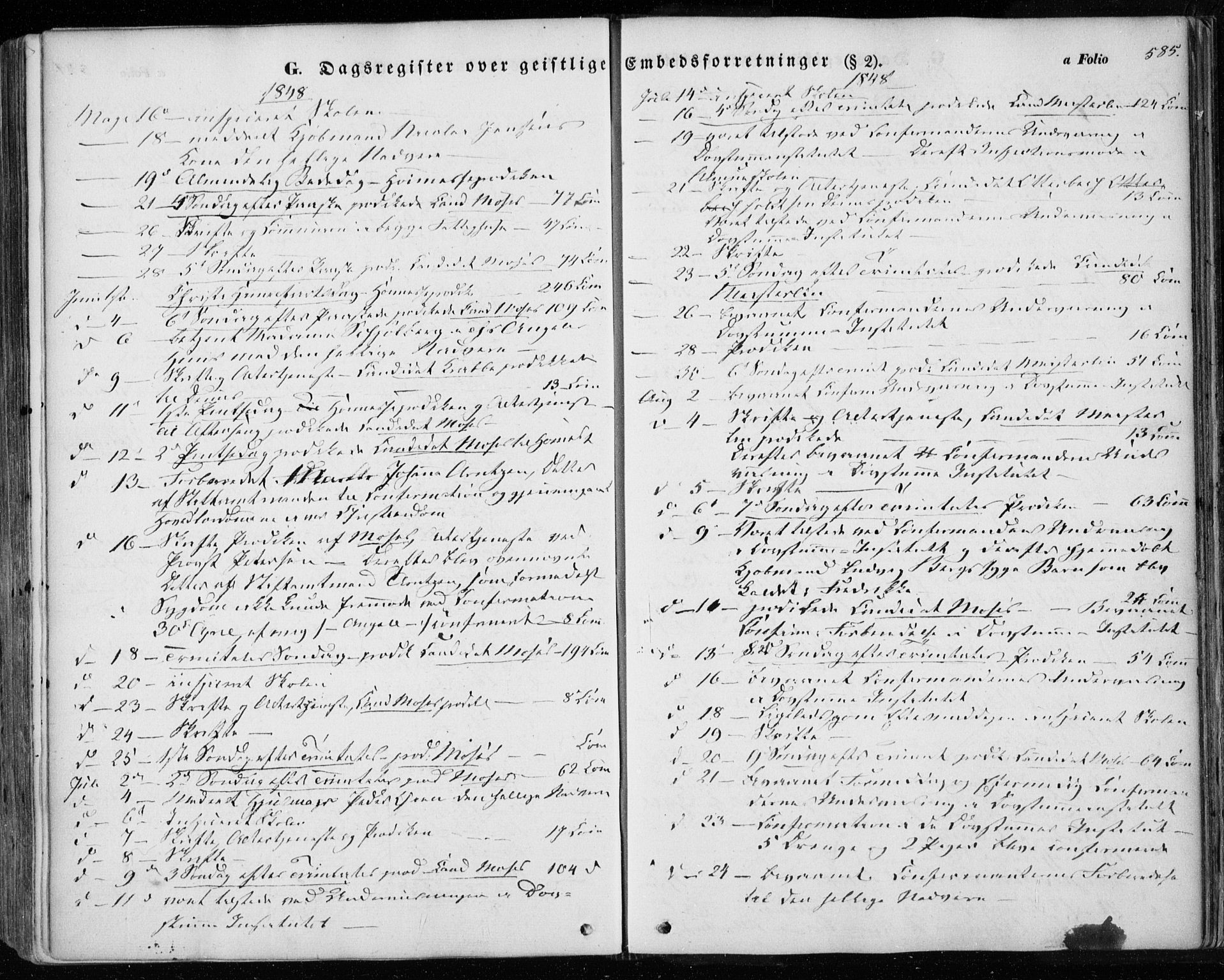 Ministerialprotokoller, klokkerbøker og fødselsregistre - Sør-Trøndelag, SAT/A-1456/601/L0051: Parish register (official) no. 601A19, 1848-1857, p. 585