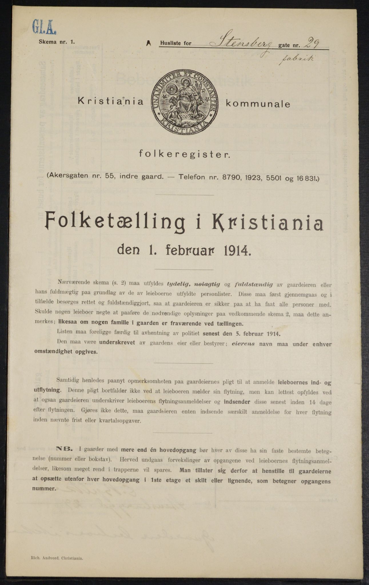 OBA, Municipal Census 1914 for Kristiania, 1914, p. 101750