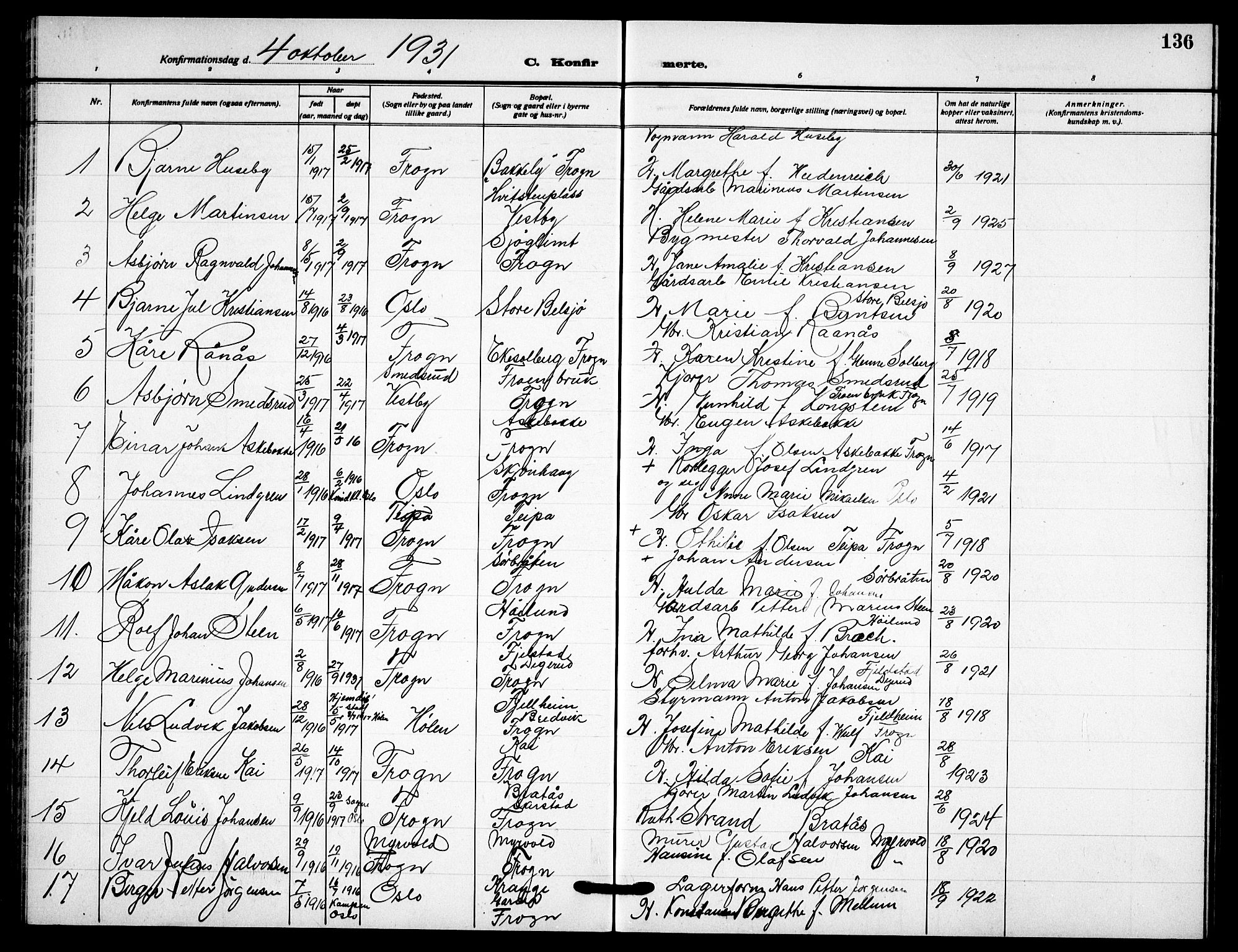 Drøbak prestekontor Kirkebøker, AV/SAO-A-10142a/G/Gb/L0002: Parish register (copy) no. II 2, 1919-1939, p. 136