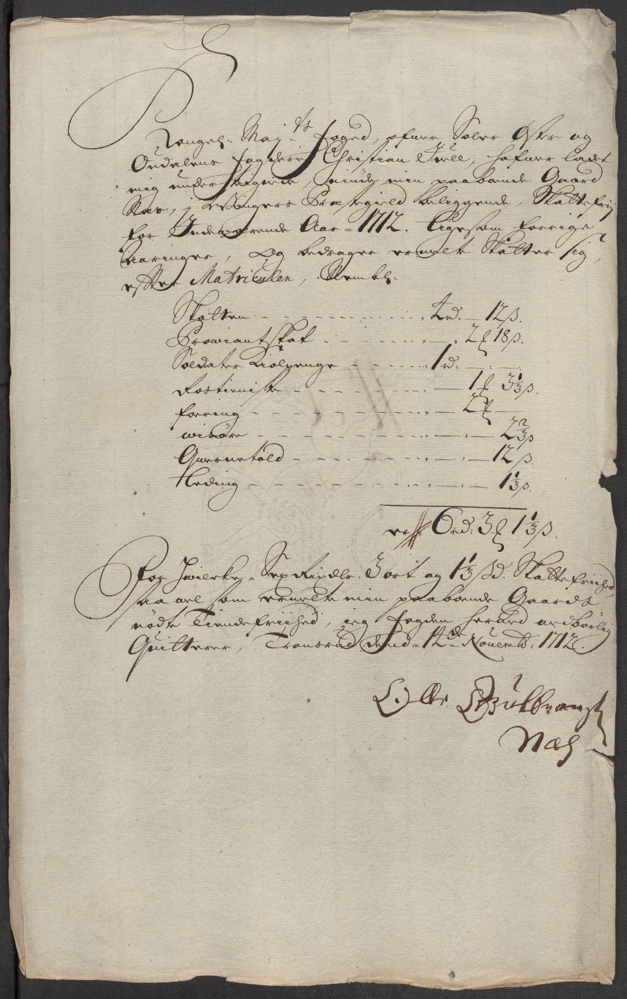 Rentekammeret inntil 1814, Reviderte regnskaper, Fogderegnskap, RA/EA-4092/R13/L0849: Fogderegnskap Solør, Odal og Østerdal, 1712, p. 367