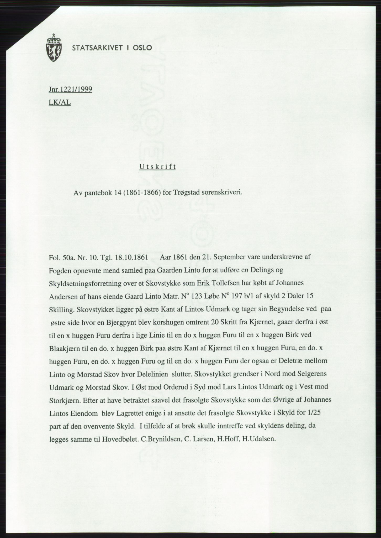 Statsarkivet i Oslo, AV/SAO-A-10621/Z/Zd/L0051: Avskrifter, 1999-2005, p. 11