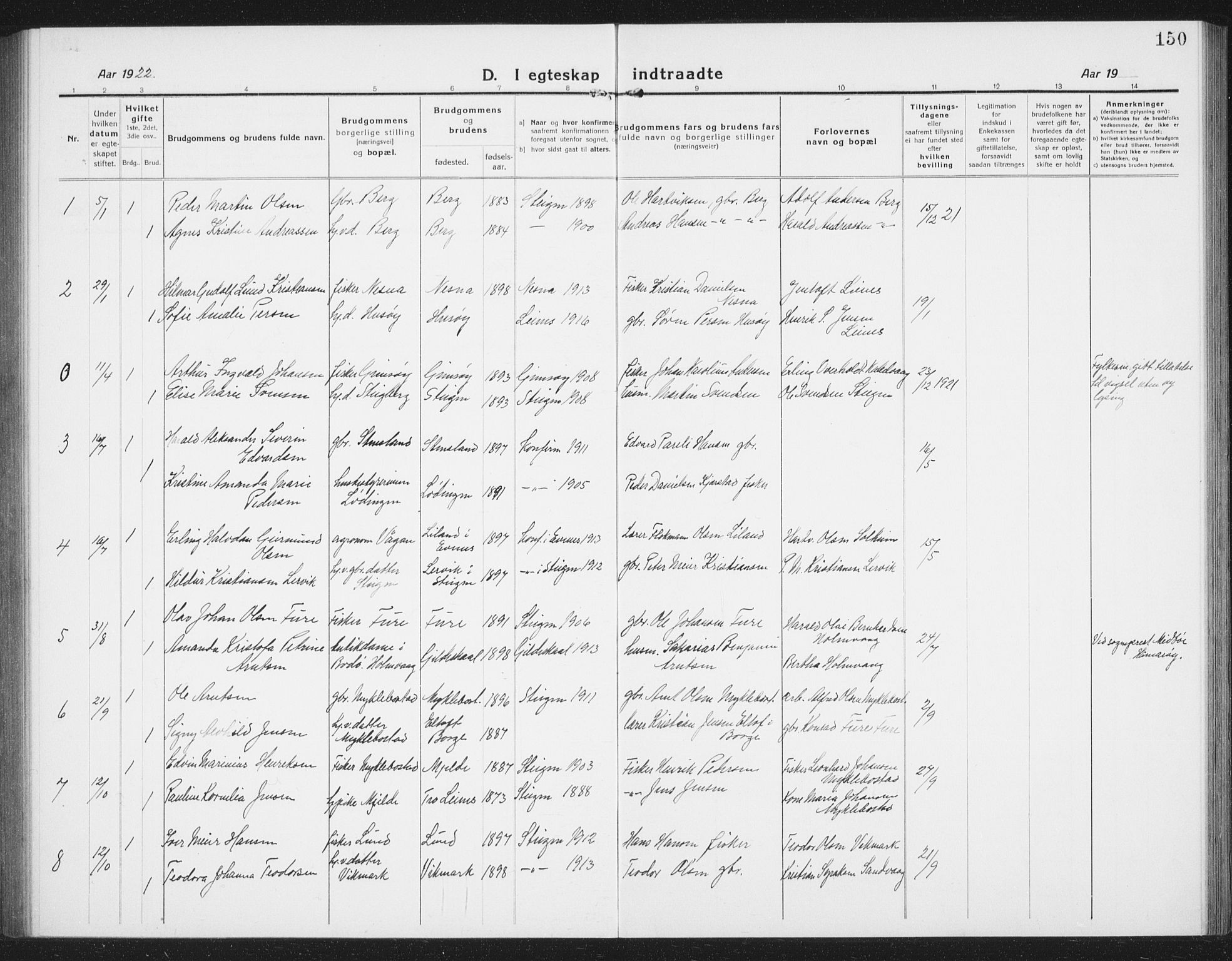 Ministerialprotokoller, klokkerbøker og fødselsregistre - Nordland, AV/SAT-A-1459/855/L0817: Parish register (copy) no. 855C06, 1917-1934, p. 150