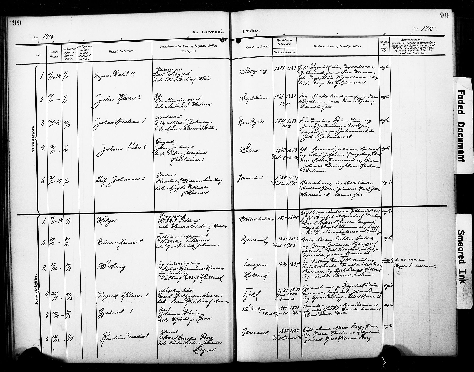 Skoger kirkebøker, SAKO/A-59/G/Ga/L0003: Parish register (copy) no. I 3, 1900-1927, p. 99
