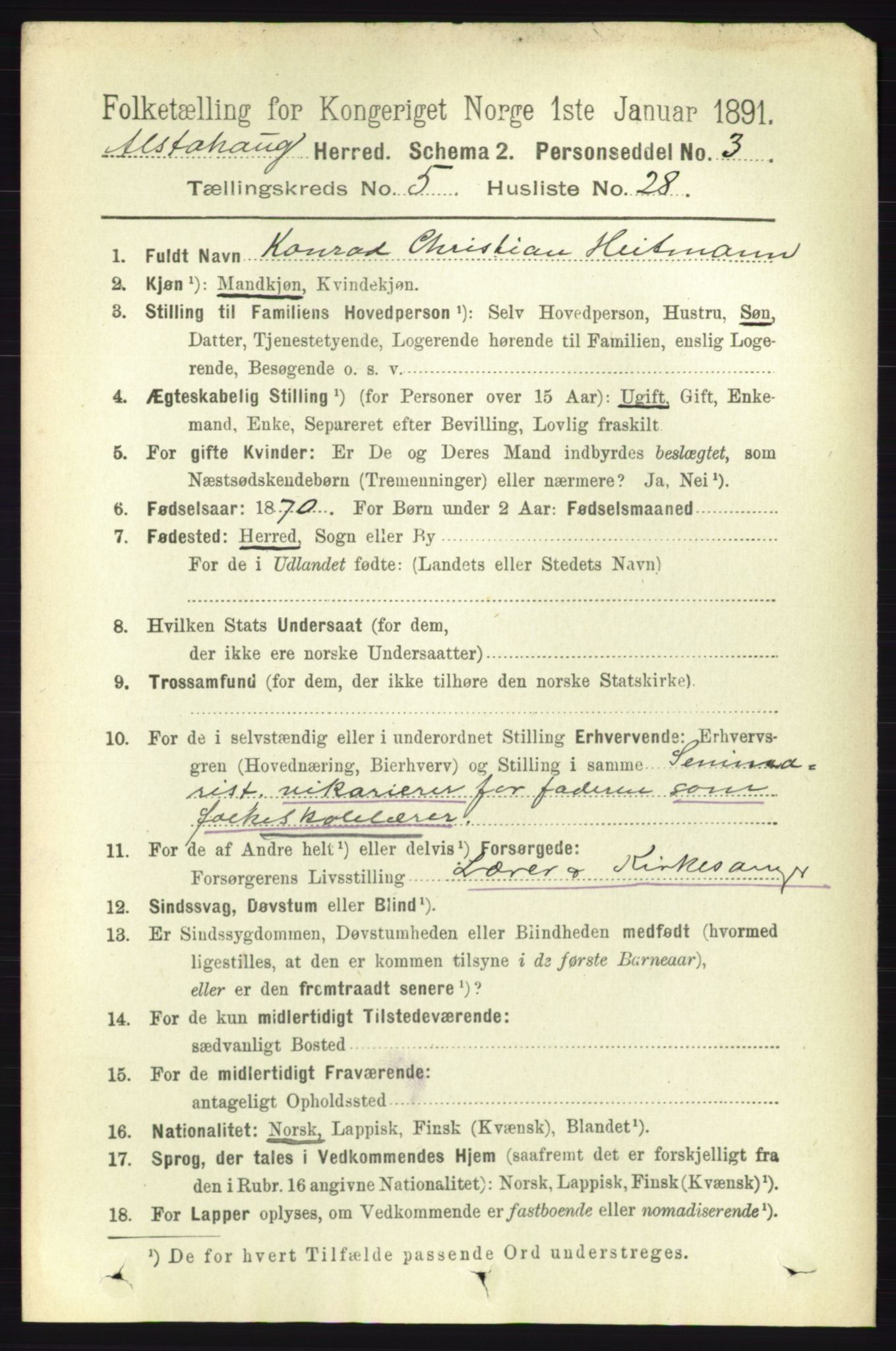 RA, 1891 census for 1820 Alstahaug, 1891, p. 1953