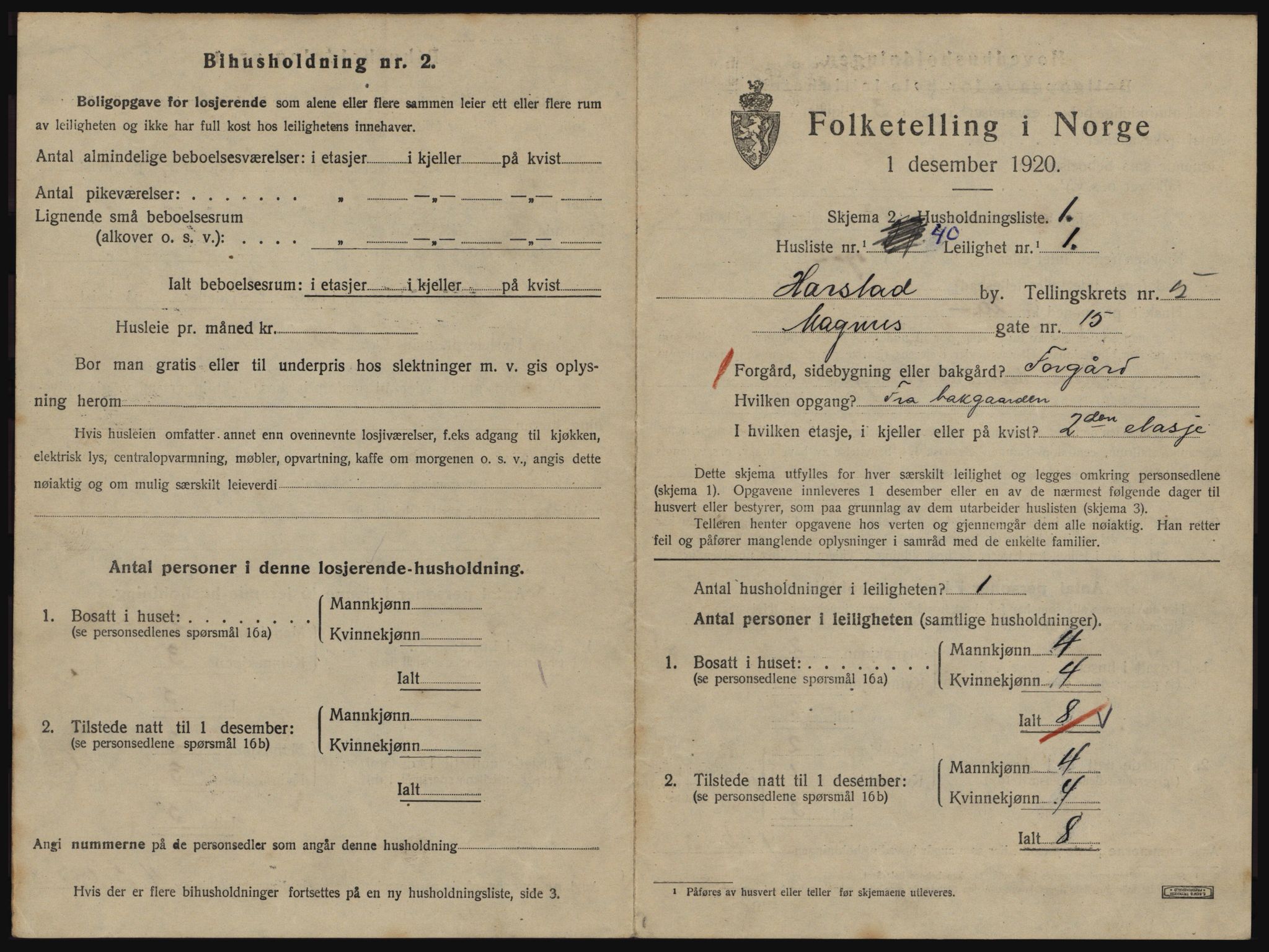 SATØ, 1920 census for Harstad, 1920, p. 1803