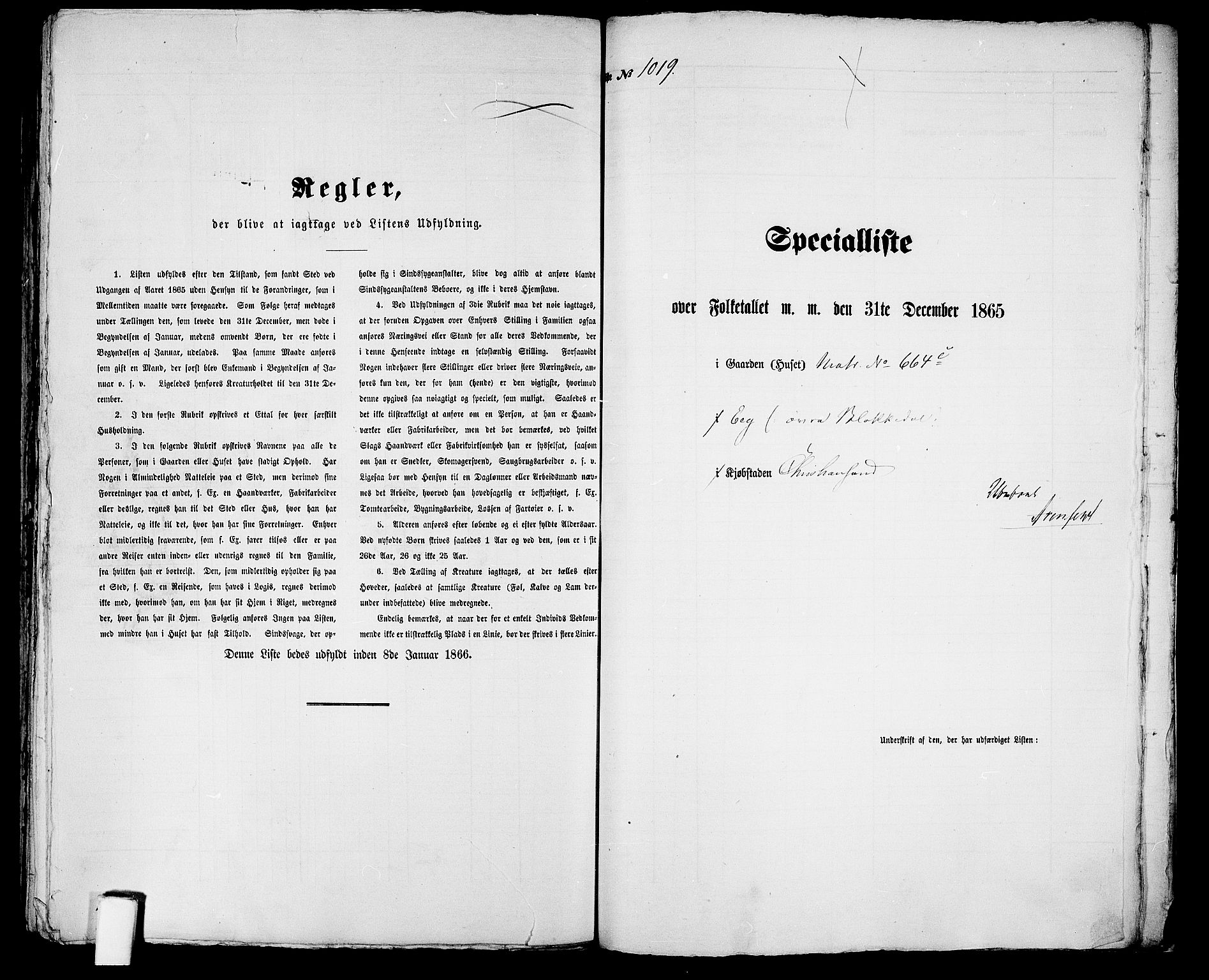 RA, 1865 census for Kristiansand, 1865, p. 2070