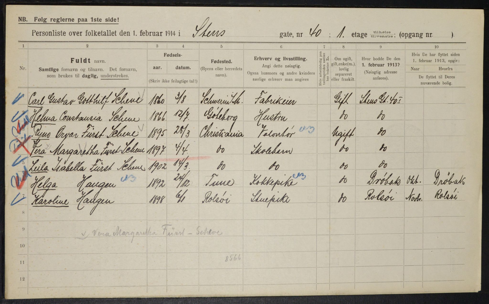 OBA, Municipal Census 1914 for Kristiania, 1914, p. 102266