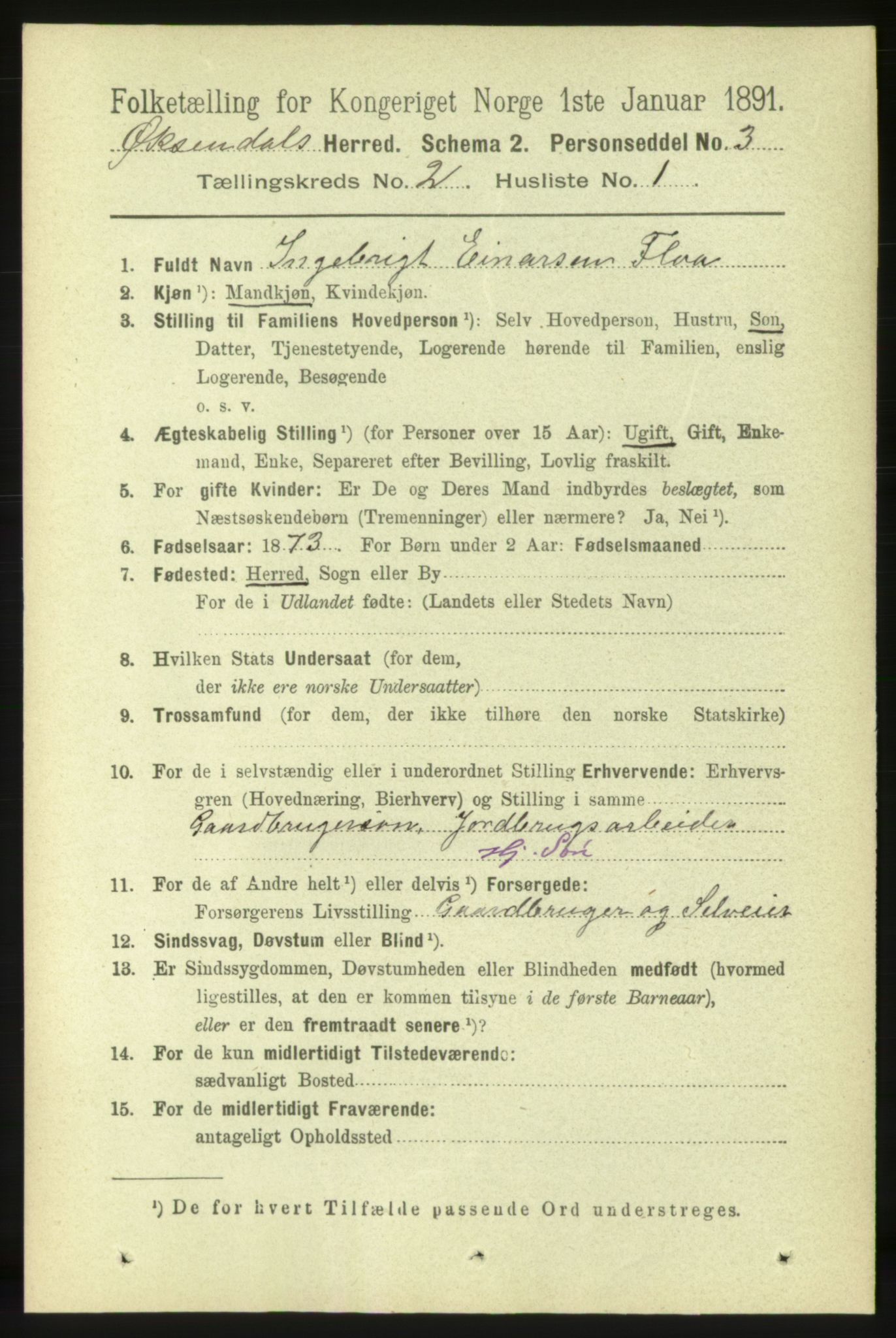 RA, 1891 census for 1561 Øksendal, 1891, p. 270