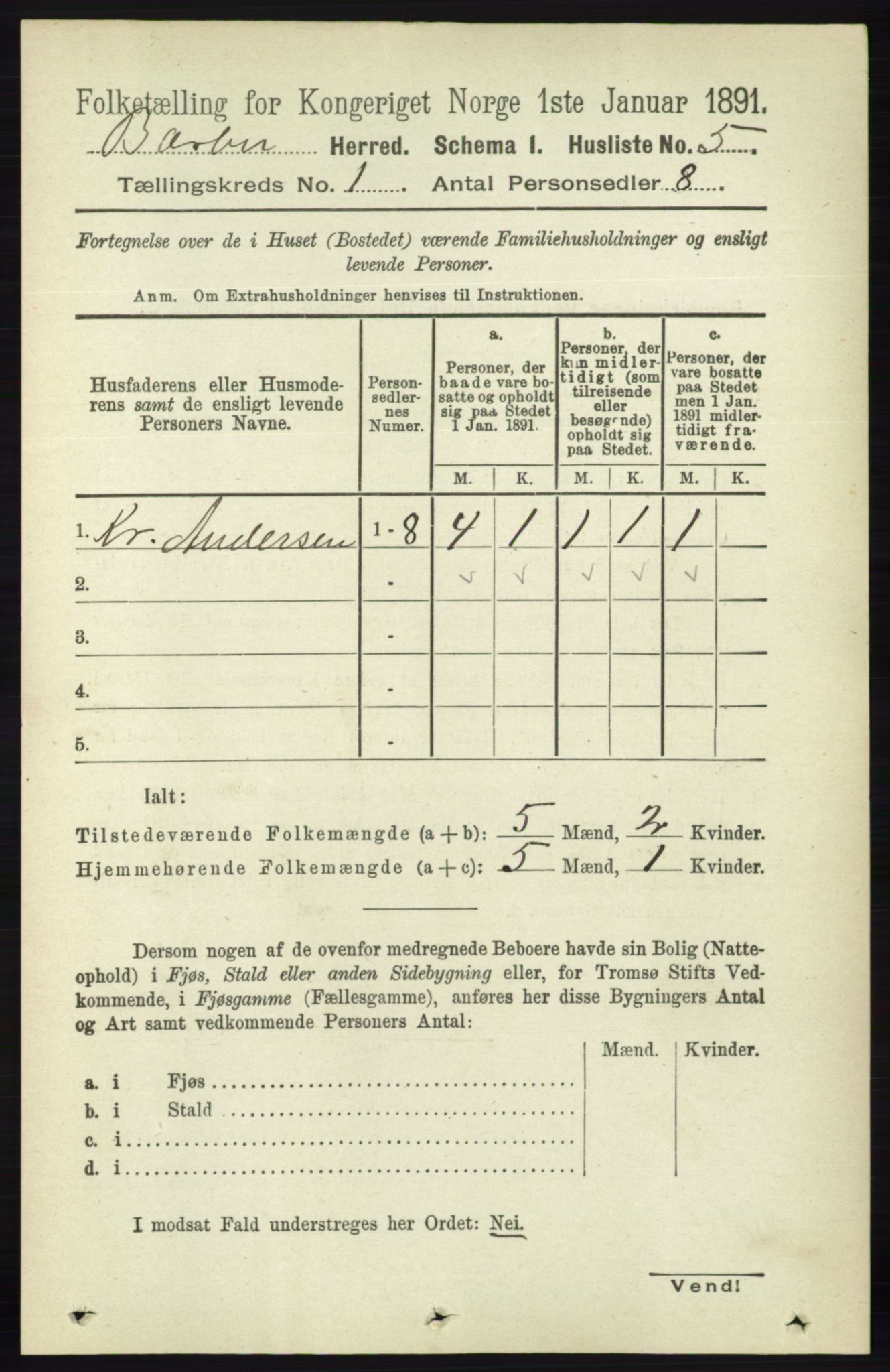 RA, 1891 census for 0990 Barbu, 1891, p. 36