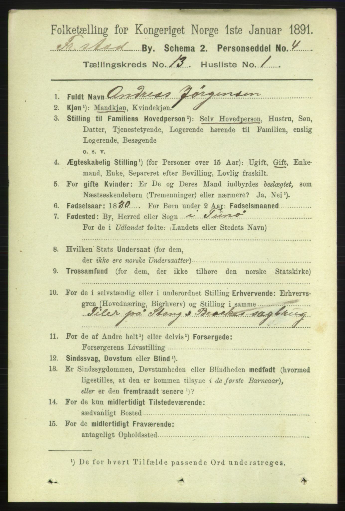 RA, 1891 census for 0103 Fredrikstad, 1891, p. 14300