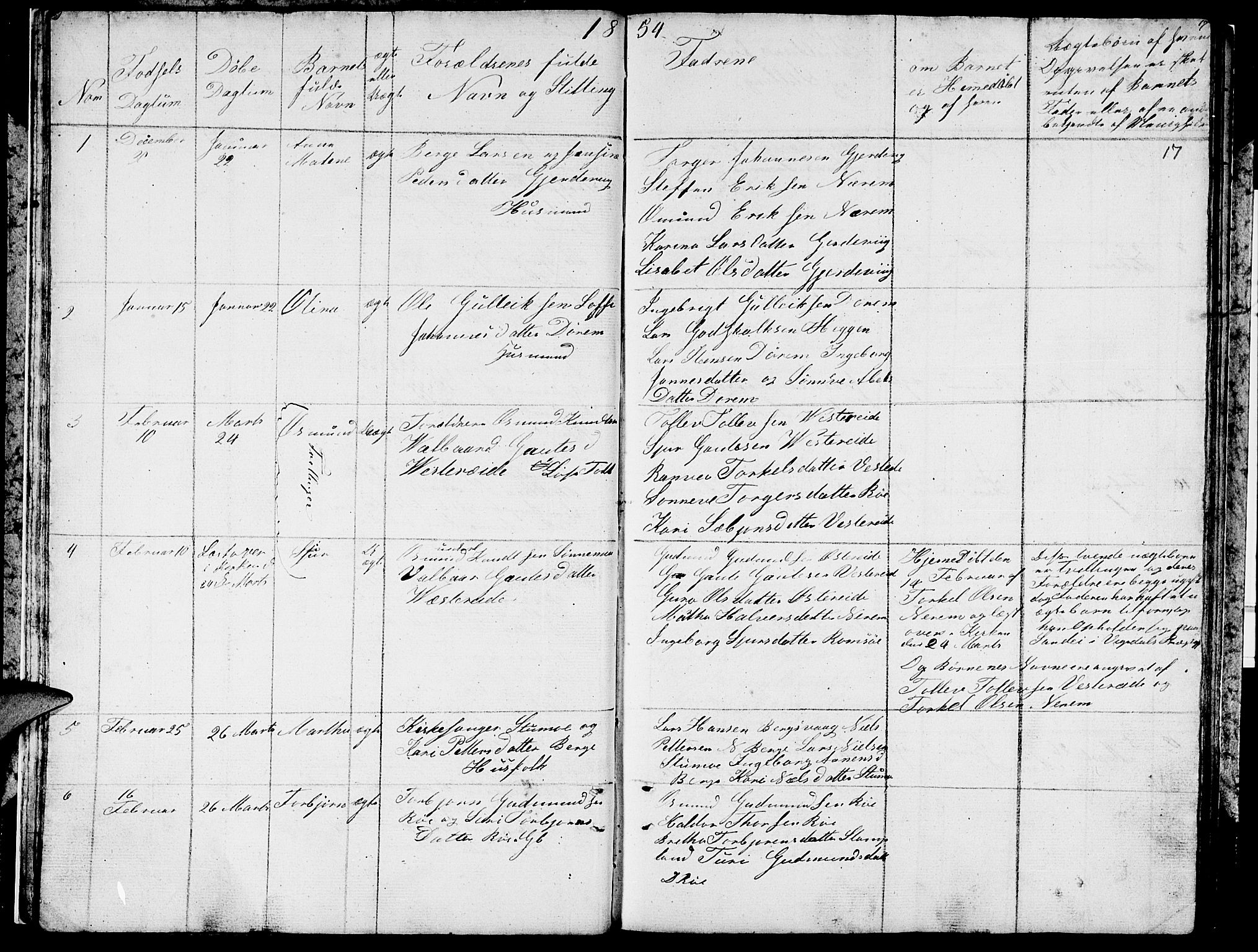 Ølen Sokneprestembete, AV/SAB-A-79201/H/Hab: Parish register (copy) no. A 1, 1851-1863, p. 17