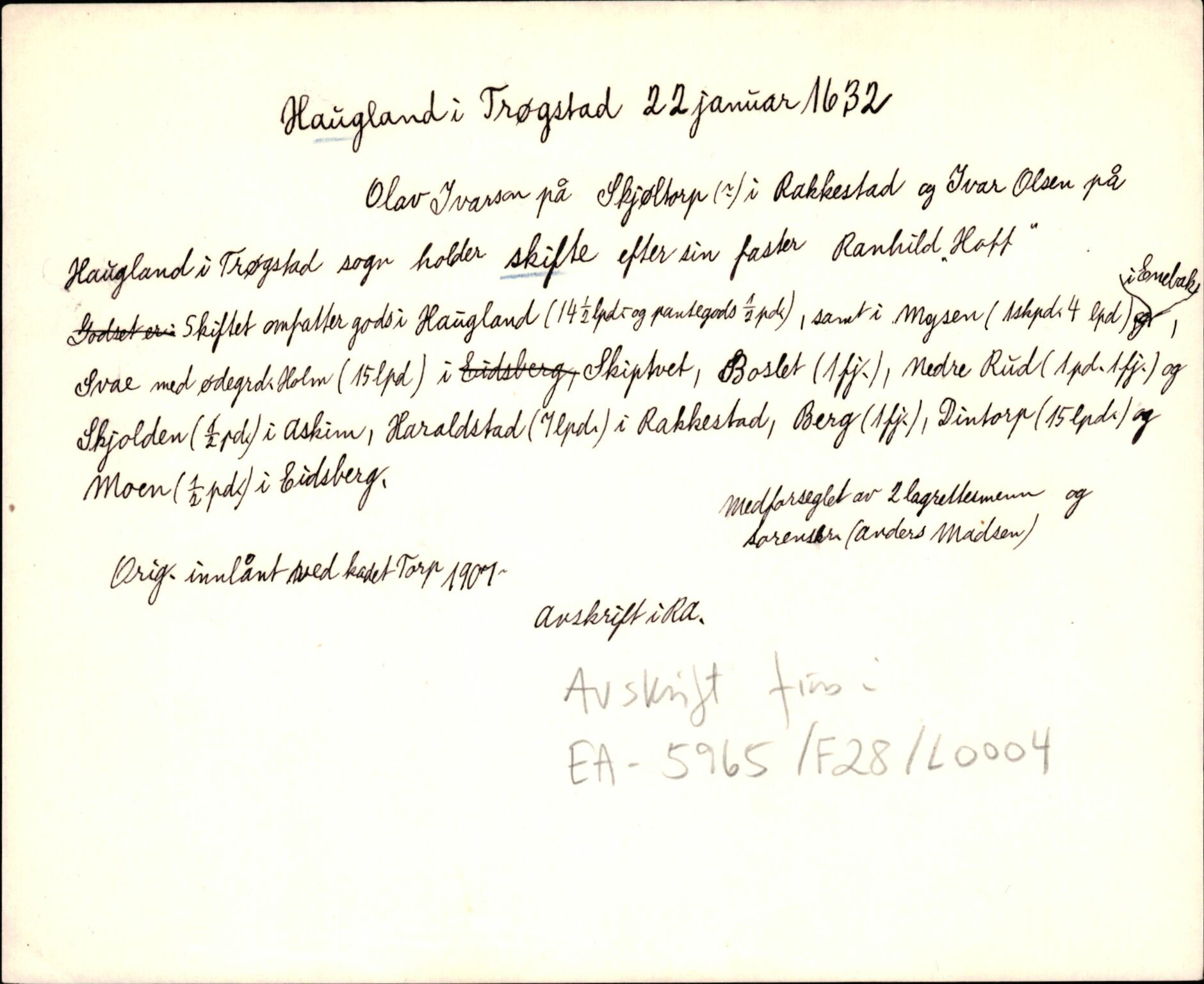 Riksarkivets diplomsamling, AV/RA-EA-5965/F35/F35d/L0003: Innlånte diplomer, seddelregister, 1621-1642, p. 351