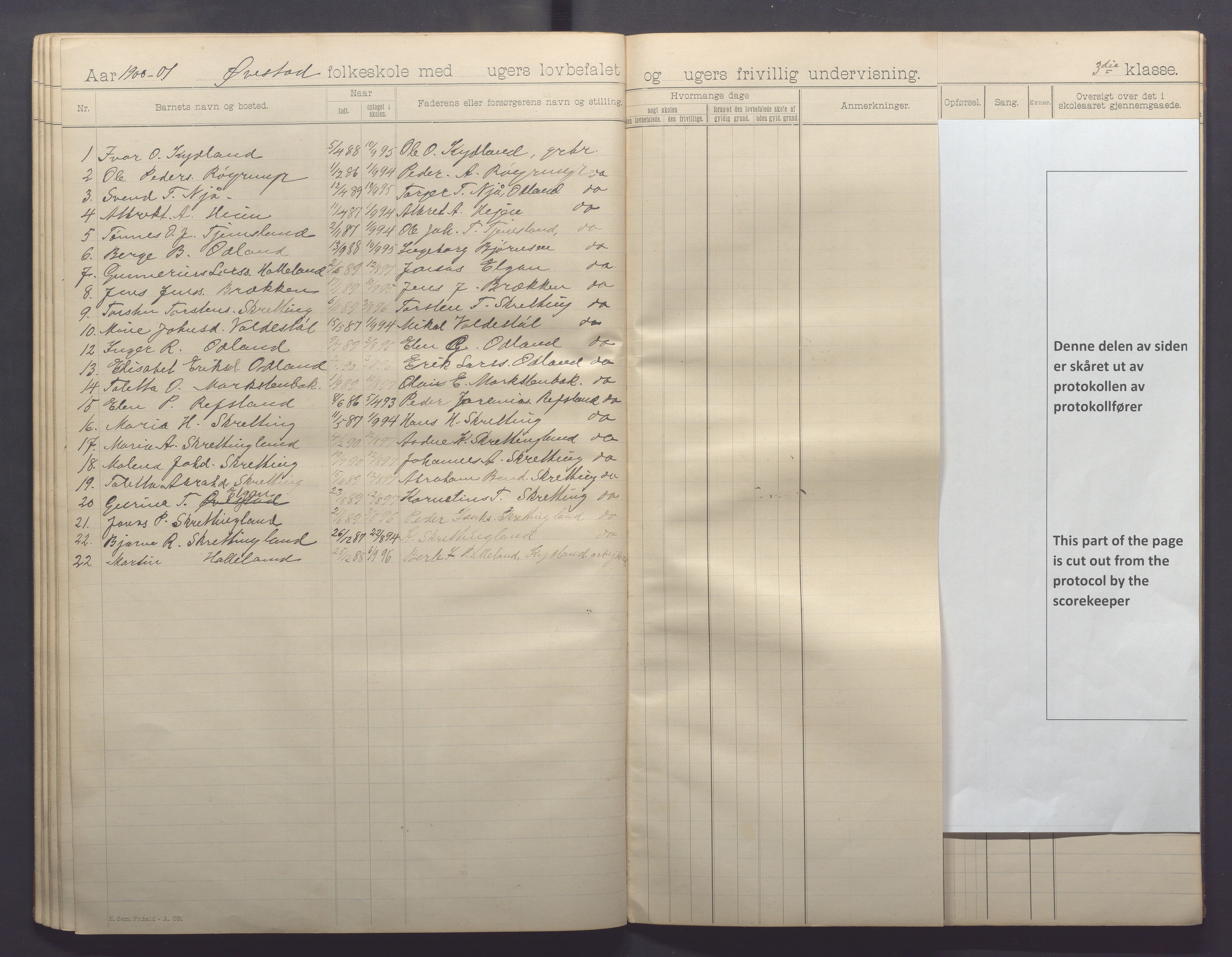 Varhaug kommune- Auestad skule, IKAR/K-100960/H/L0001: Skuleprotokoll, 1894-1903, p. 39