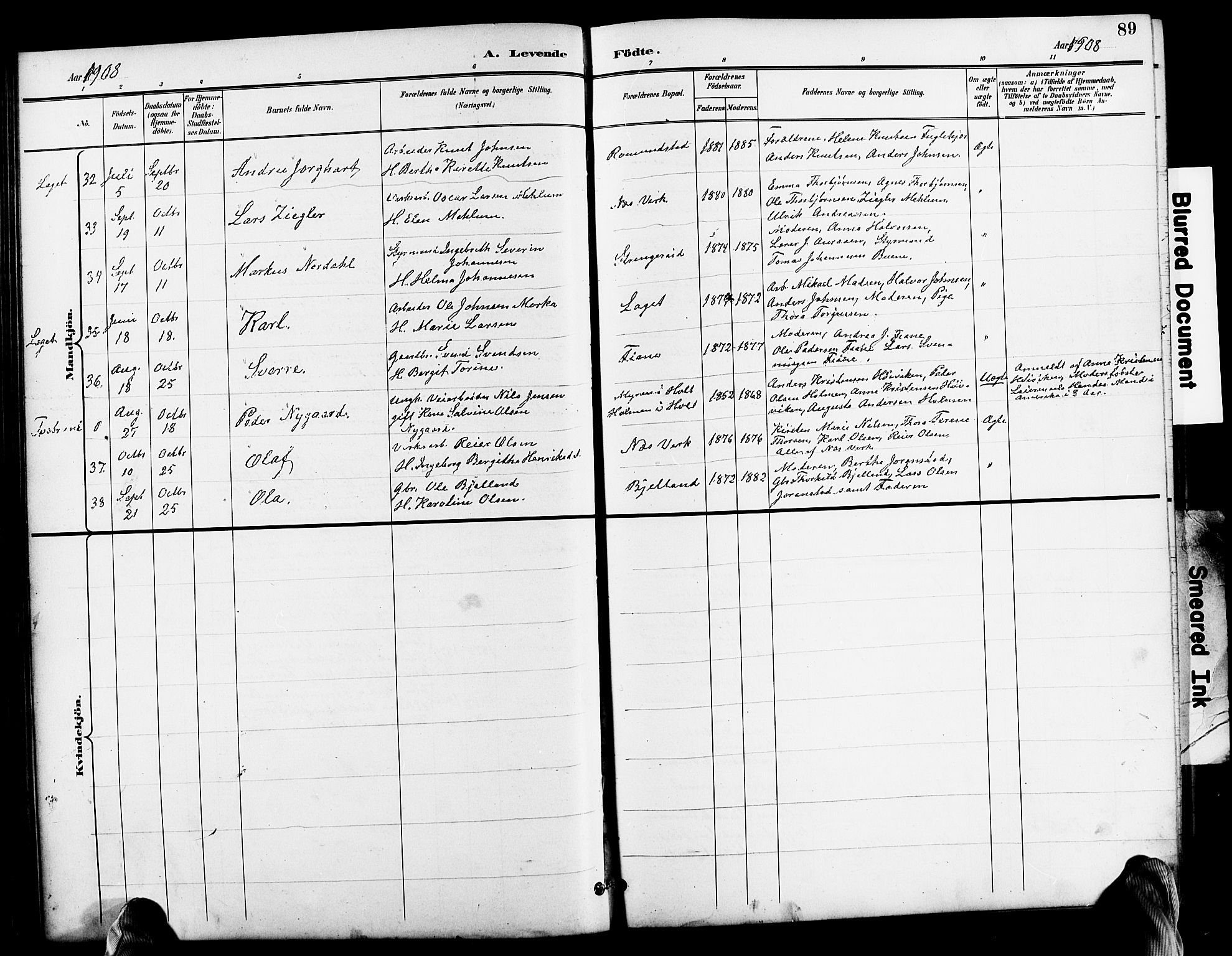 Holt sokneprestkontor, SAK/1111-0021/F/Fb/L0011: Parish register (copy) no. B 11, 1897-1921, p. 89