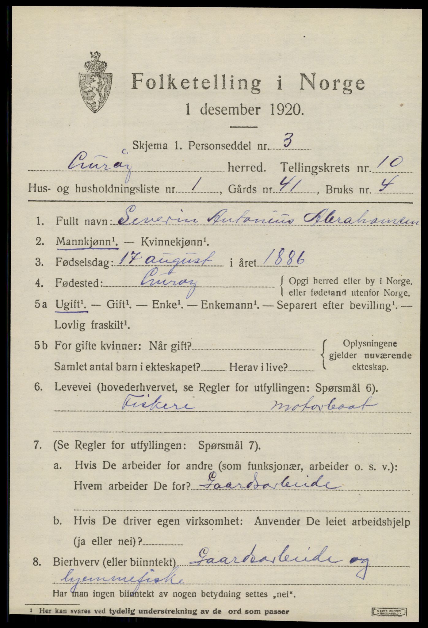 SAT, 1920 census for Lurøy, 1920, p. 4427