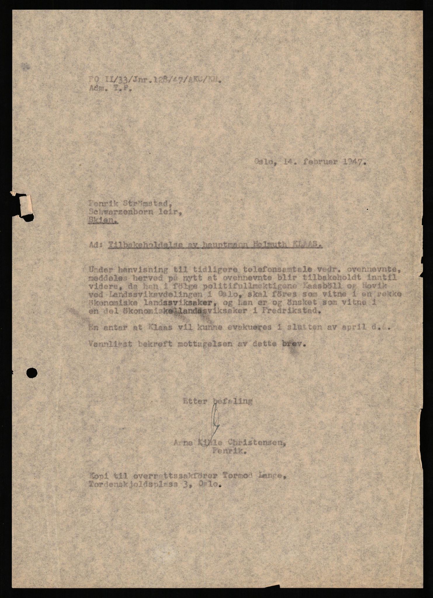 Forsvaret, Forsvarets overkommando II, AV/RA-RAFA-3915/D/Db/L0016: CI Questionaires. Tyske okkupasjonsstyrker i Norge. Tyskere., 1945-1946, p. 822