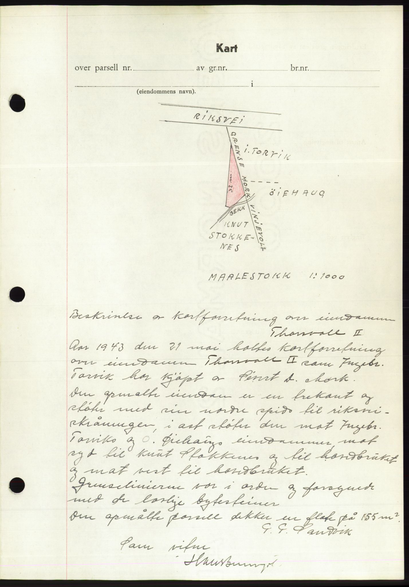 Søre Sunnmøre sorenskriveri, AV/SAT-A-4122/1/2/2C/L0075: Mortgage book no. 1A, 1943-1943, Diary no: : 913/1943