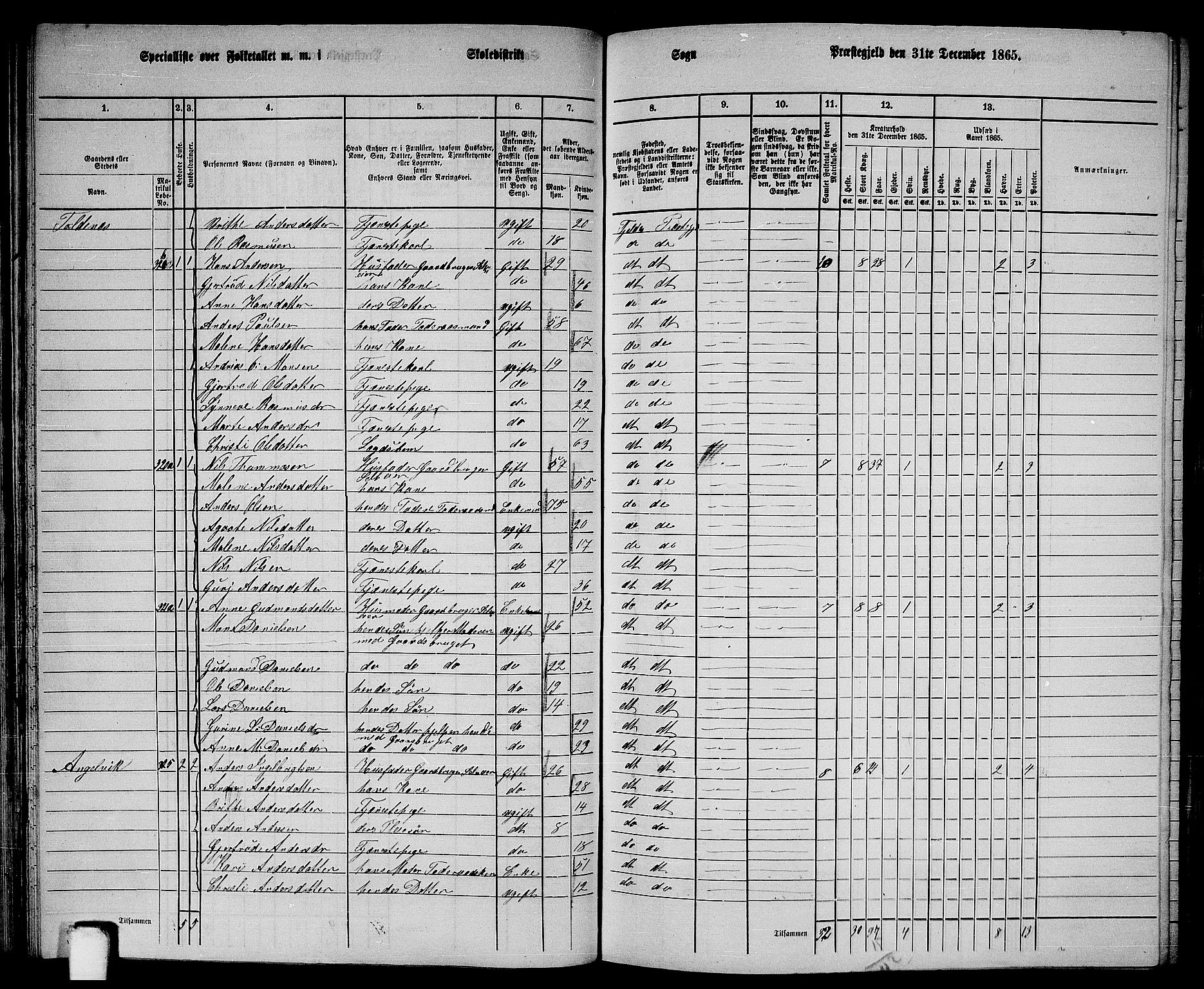 RA, 1865 census for Fjell, 1865, p. 57