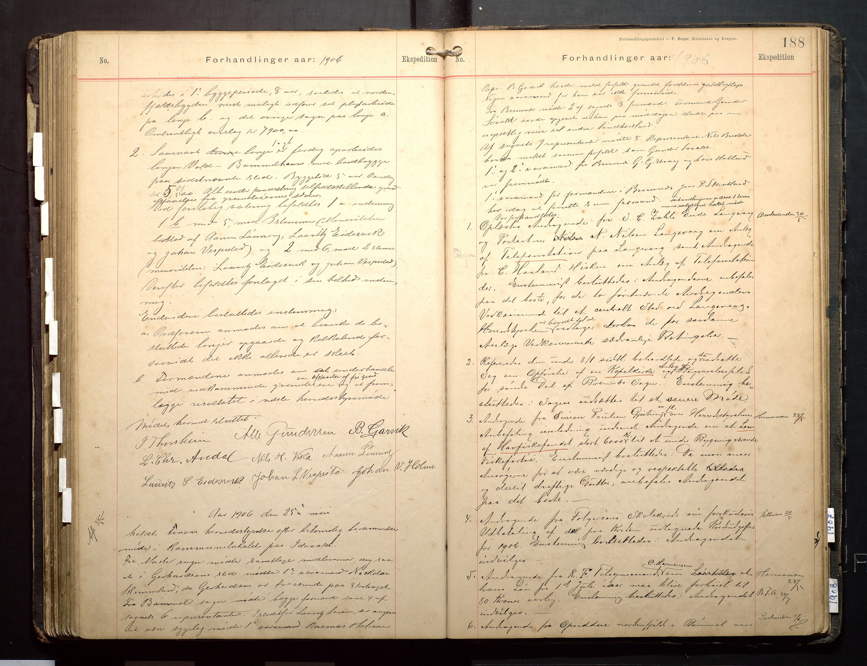 Finnaas kommune. Formannskapet, IKAH/1218a-021/A/Aa/L0003: Møtebok for formannskap, heradsstyre og soknestyre, 1896-1908, p. 188