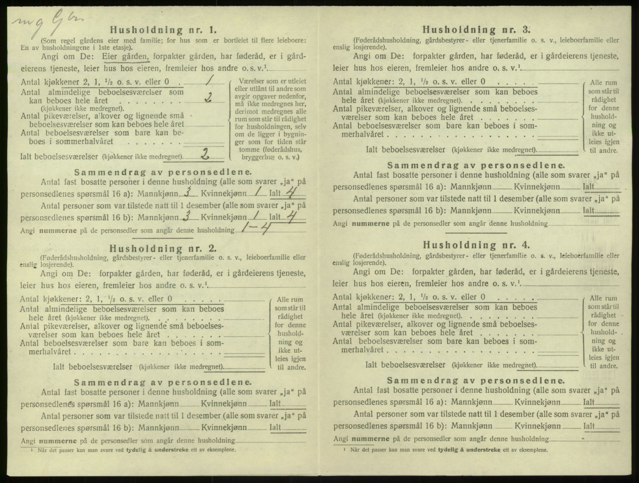 SAB, 1920 census for Modalen, 1920, p. 189