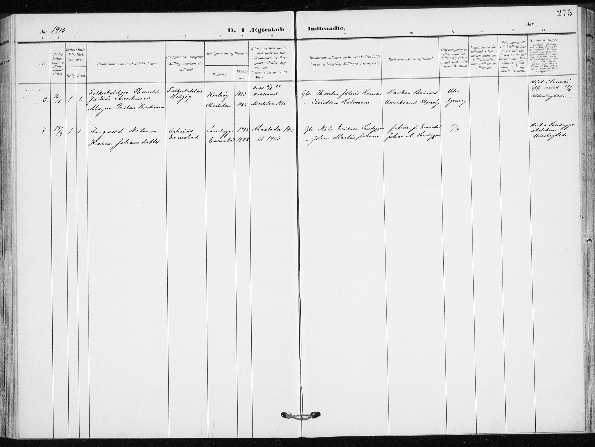 Målselv sokneprestembete, SATØ/S-1311/G/Ga/Gaa/L0011kirke: Parish register (official) no. 11, 1904-1918, p. 275