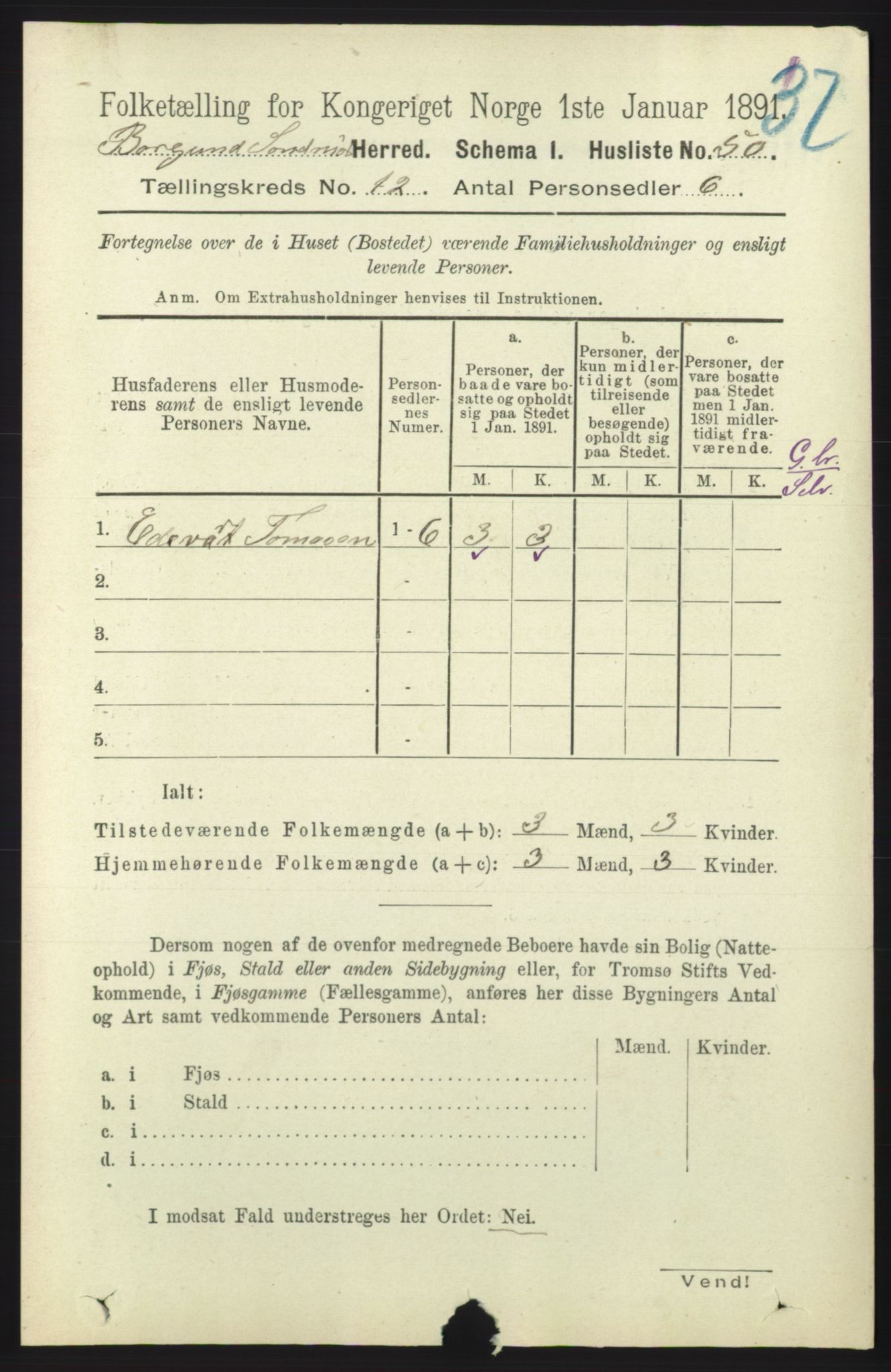 RA, 1891 census for 1531 Borgund, 1891, p. 3189