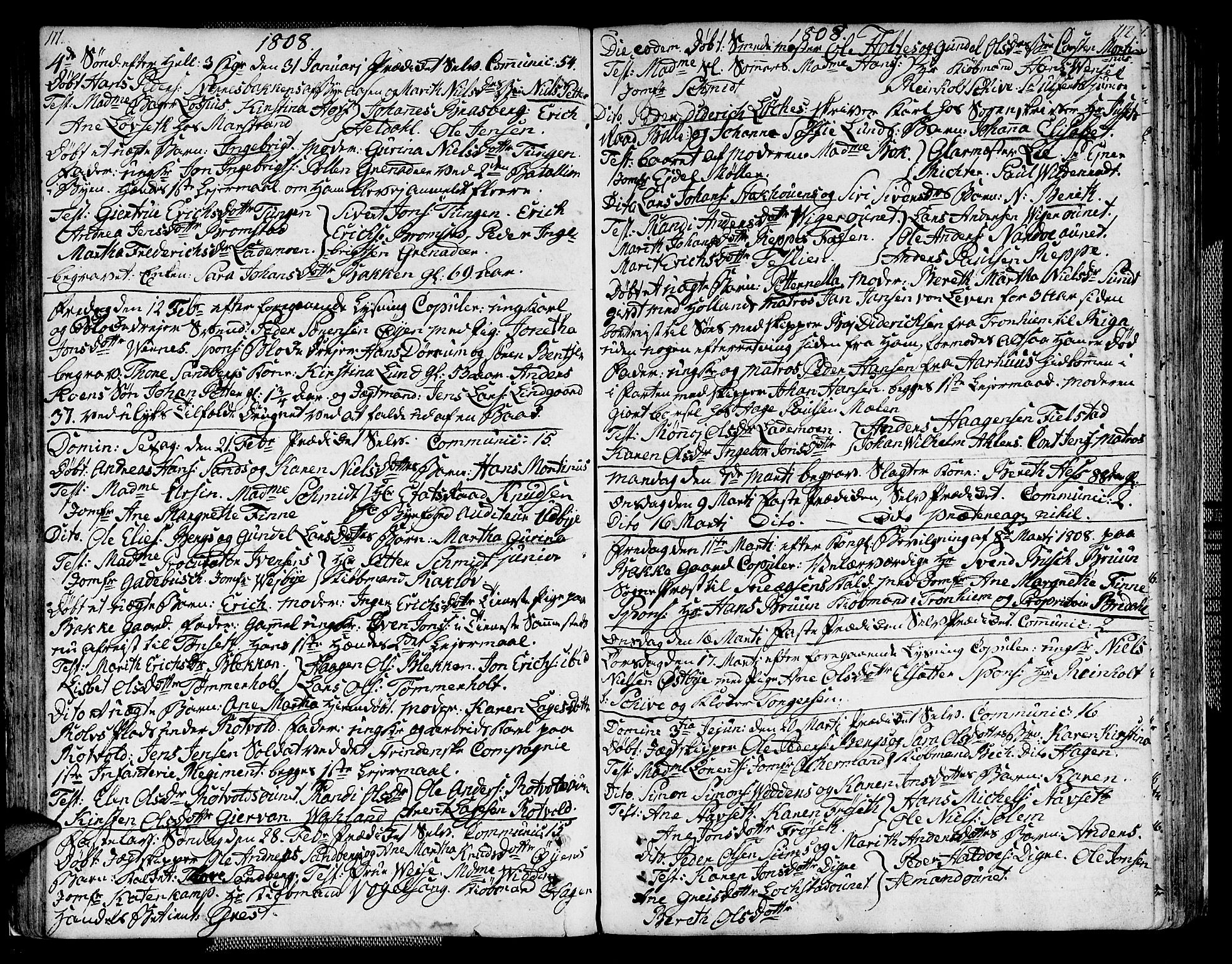 Ministerialprotokoller, klokkerbøker og fødselsregistre - Sør-Trøndelag, SAT/A-1456/604/L0181: Parish register (official) no. 604A02, 1798-1817, p. 111-112