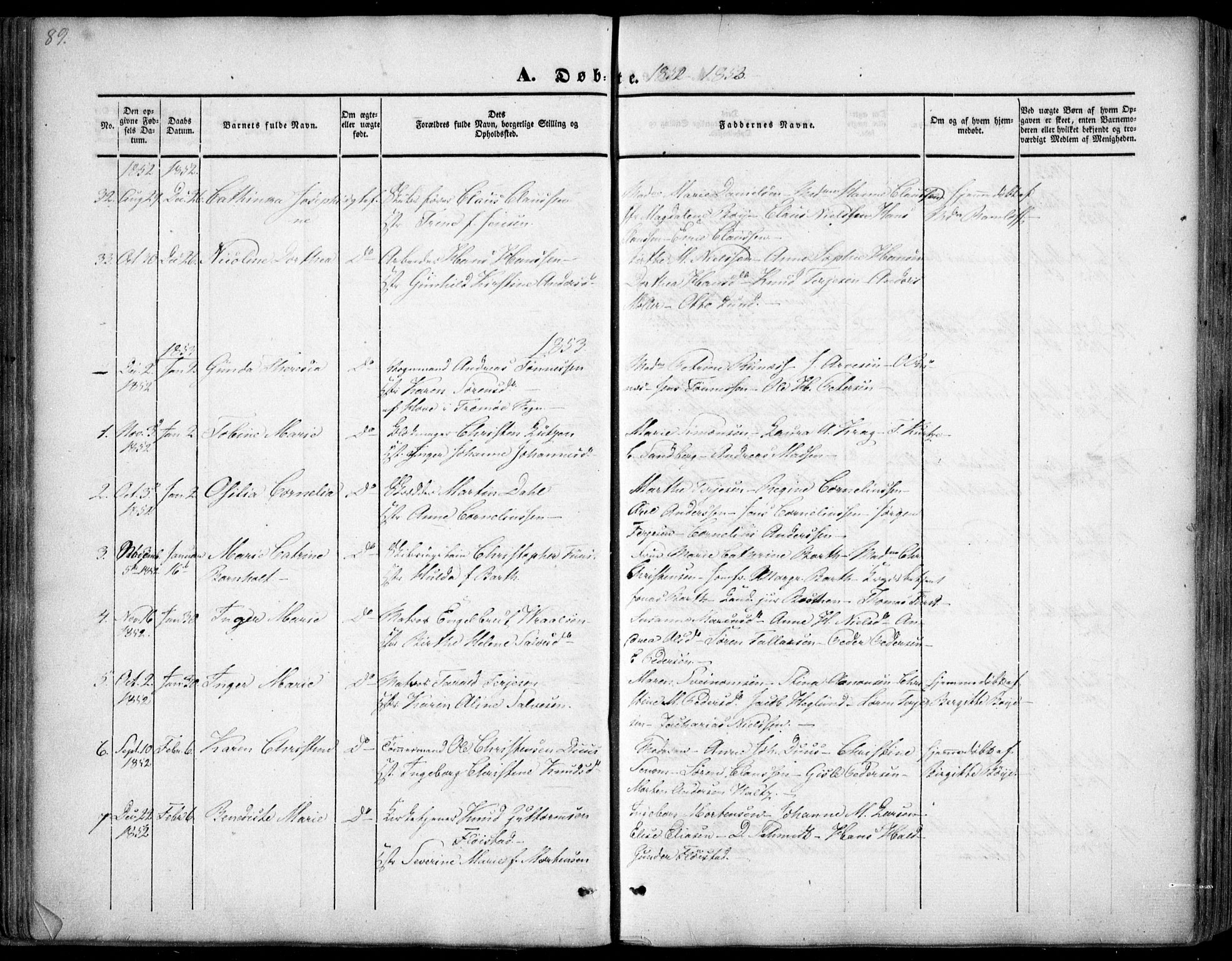 Arendal sokneprestkontor, Trefoldighet, SAK/1111-0040/F/Fa/L0005: Parish register (official) no. A 5, 1838-1854, p. 89