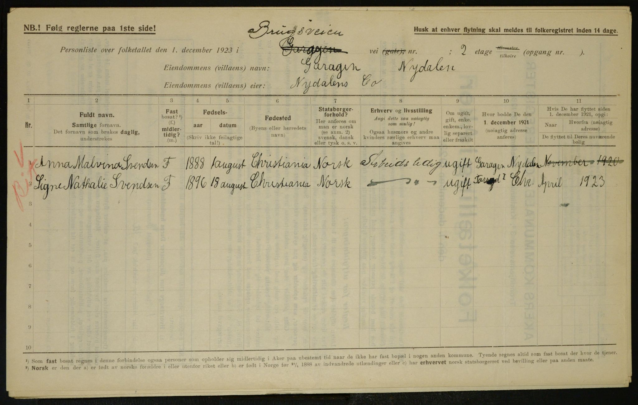 , Municipal Census 1923 for Aker, 1923, p. 8684