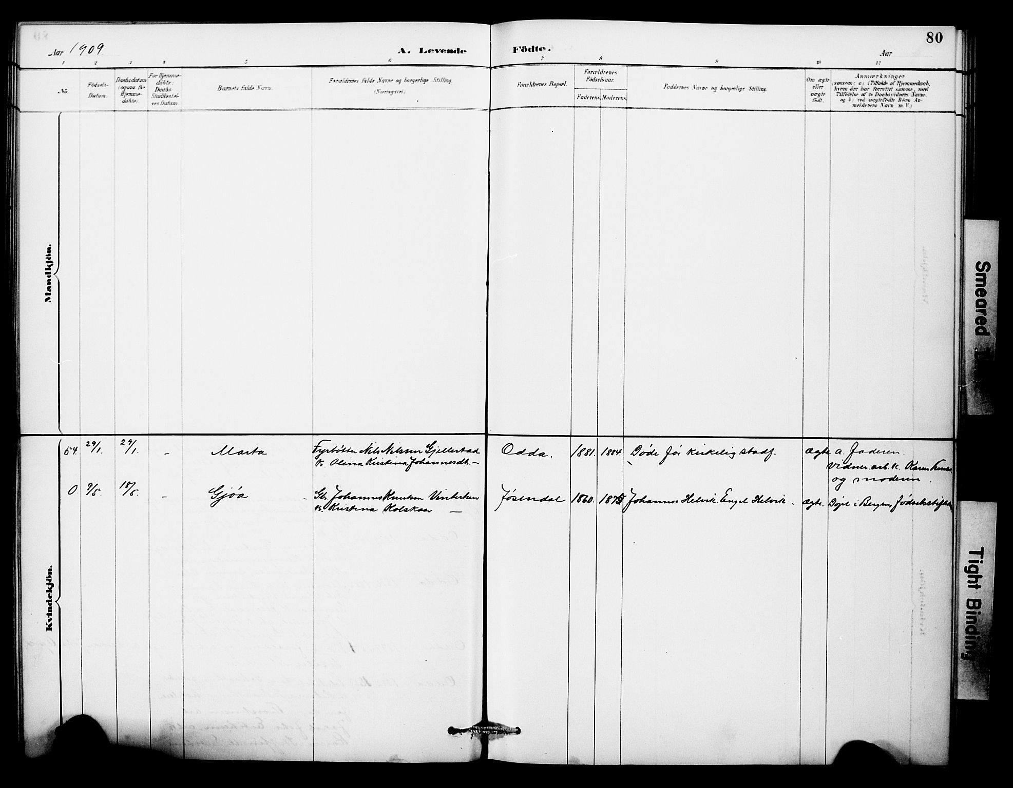 Odda Sokneprestembete, SAB/A-77201/H/Hab: Parish register (copy) no. A 7, 1887-1912, p. 80