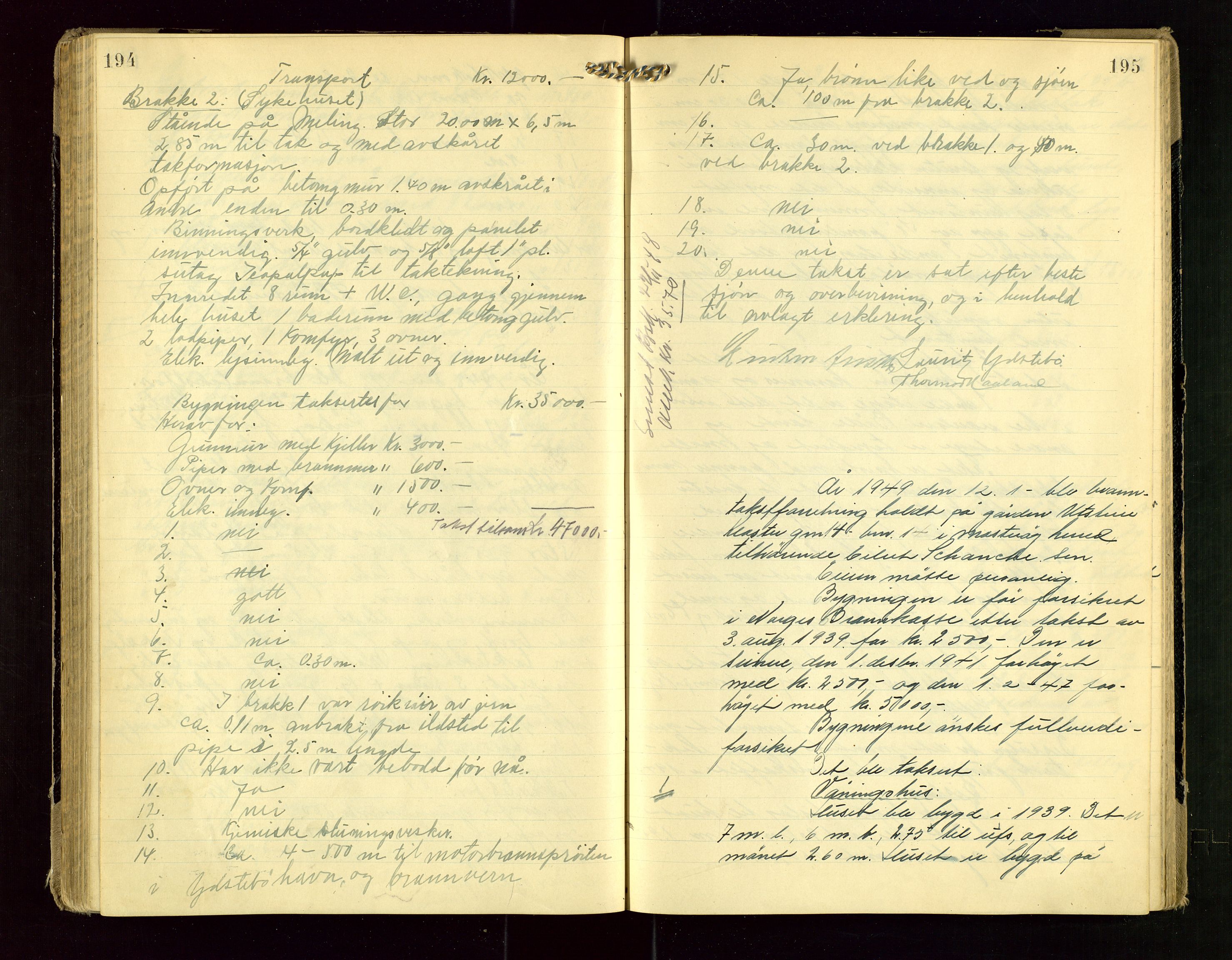 Rennesøy lensmannskontor, AV/SAST-A-100165/Goa/L0002: "Brandtakstprotokoll", 1923-1950, p. 194-195