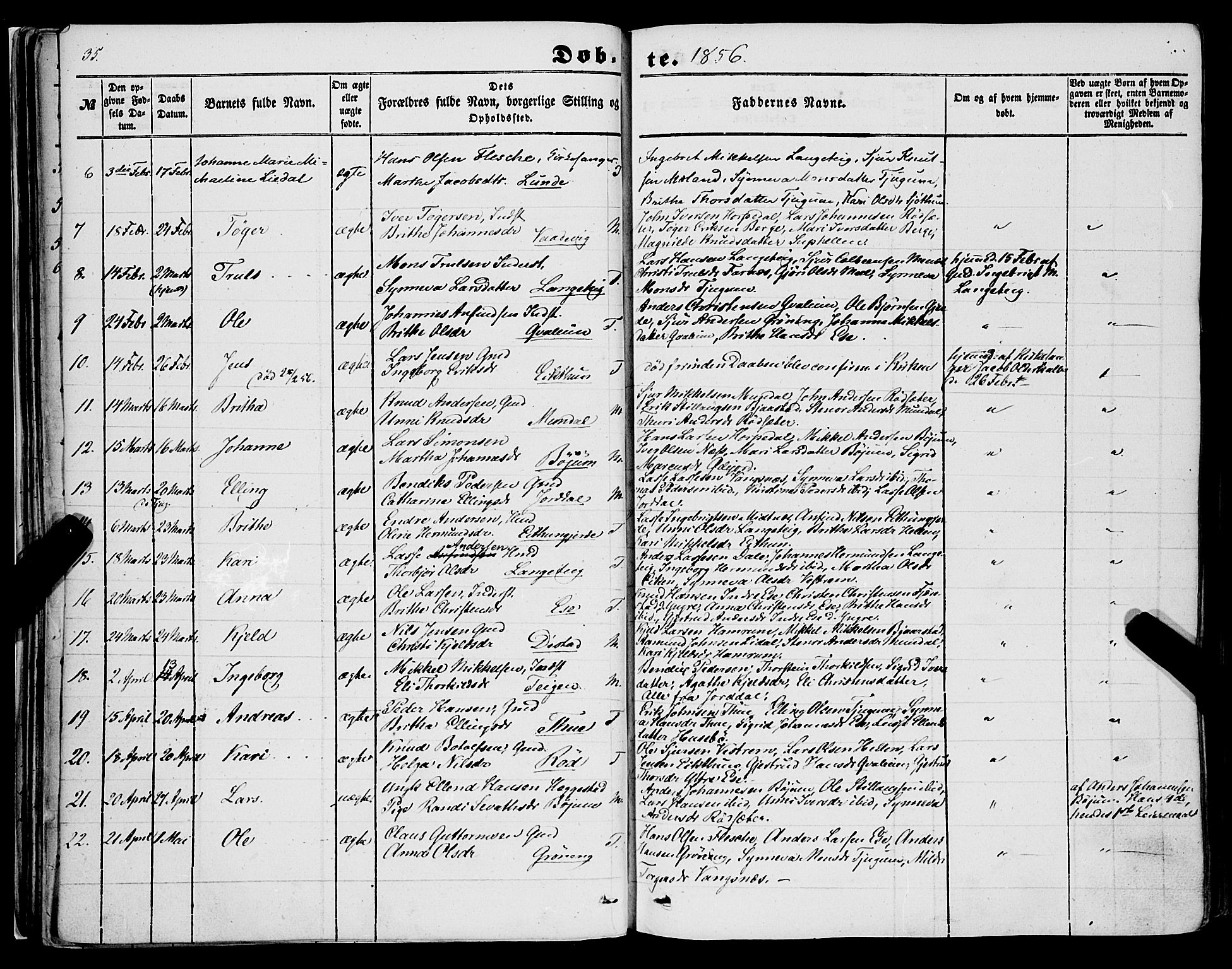 Balestrand sokneprestembete, SAB/A-79601/H/Haa/Haaa/L0002: Parish register (official) no. A 2, 1847-1866, p. 35