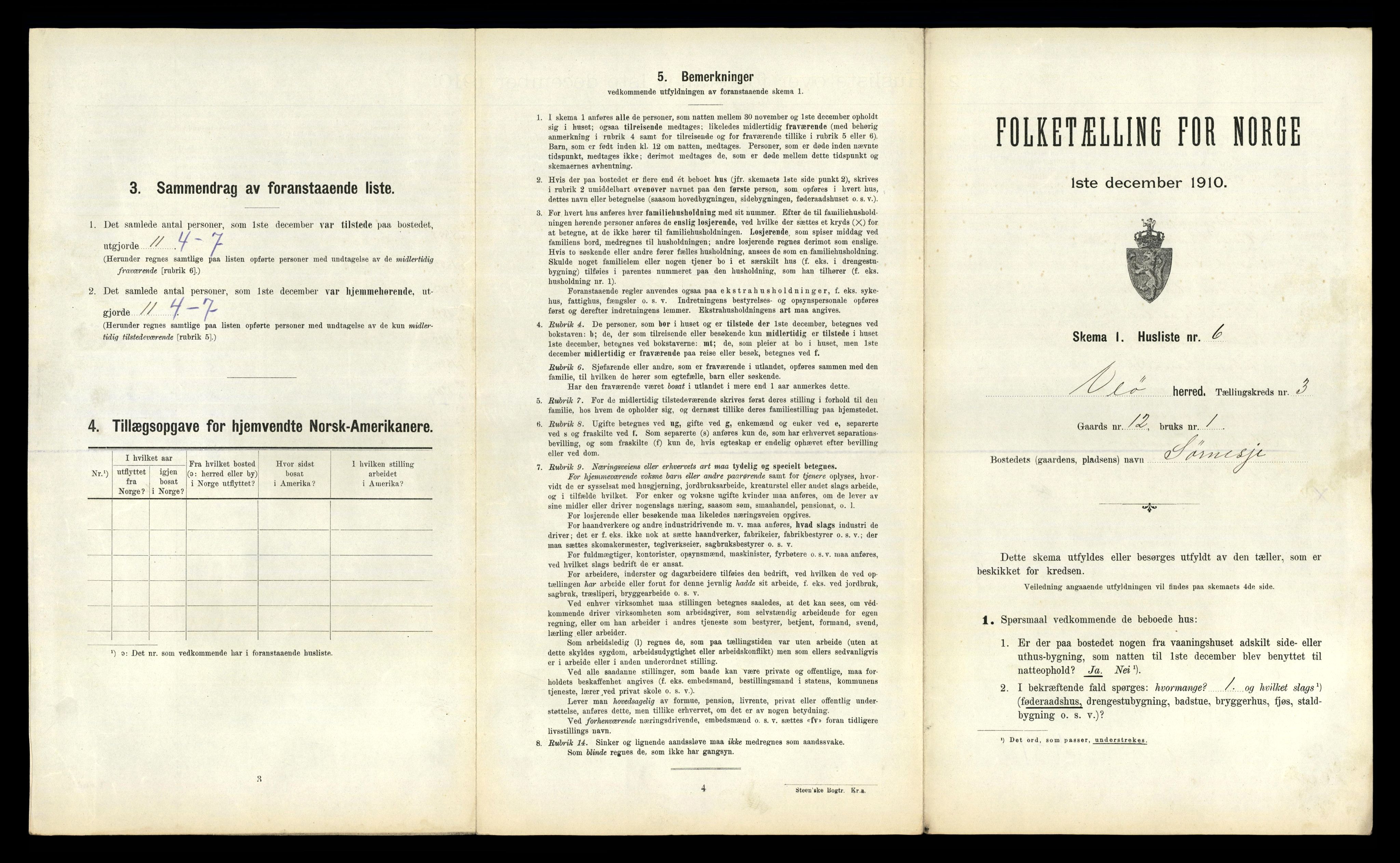 RA, 1910 census for Veøy, 1910, p. 166