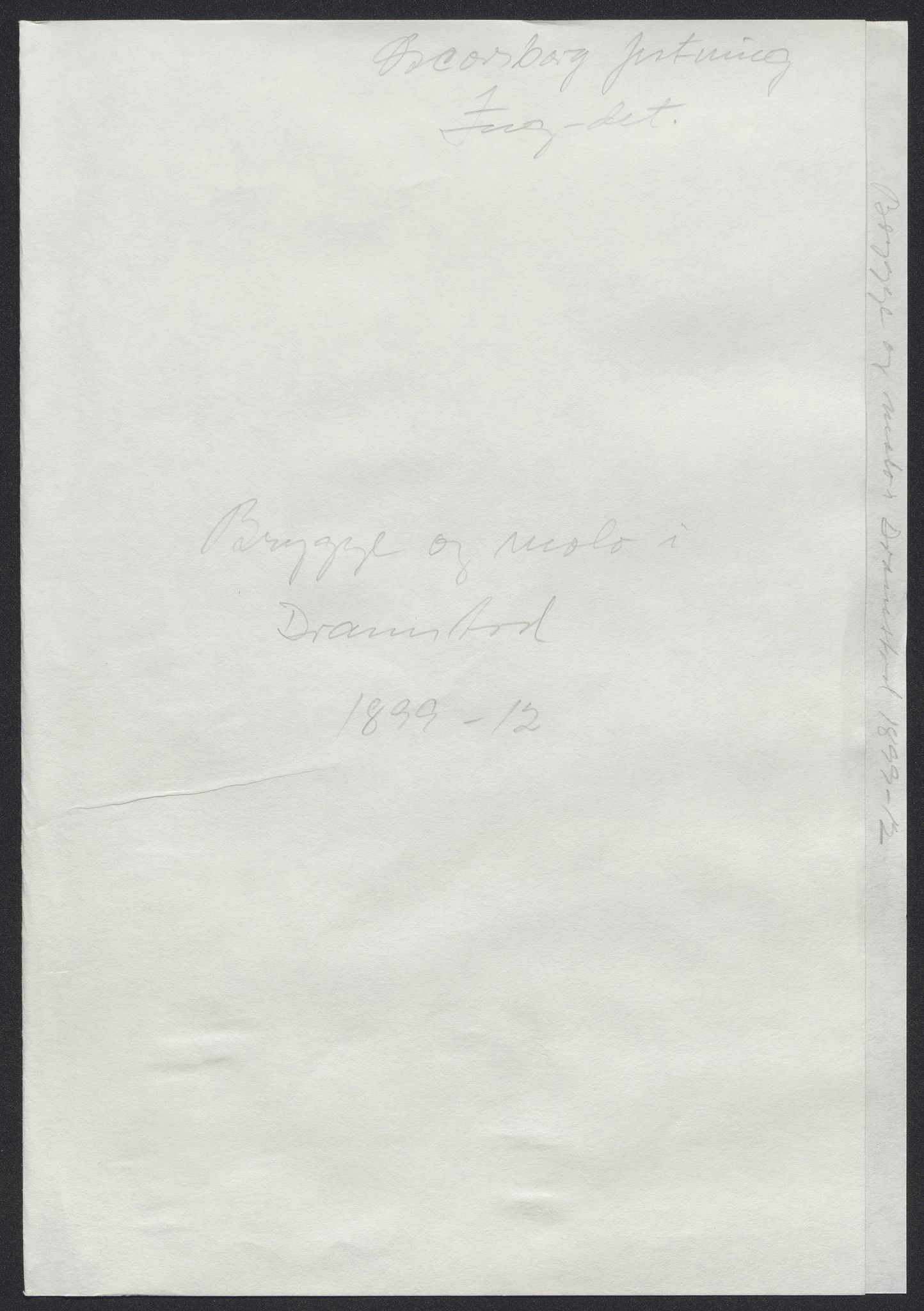 Forsvaret, Oscarsborg festning ingeniørdetasjementet/distriktsingeniøren, AV/RA-RAFA-1865/D/Da/L0154/0008: -- / Bryggeprosjektet samt moloanlegg i Dramstad, 1899-1912, p. 1