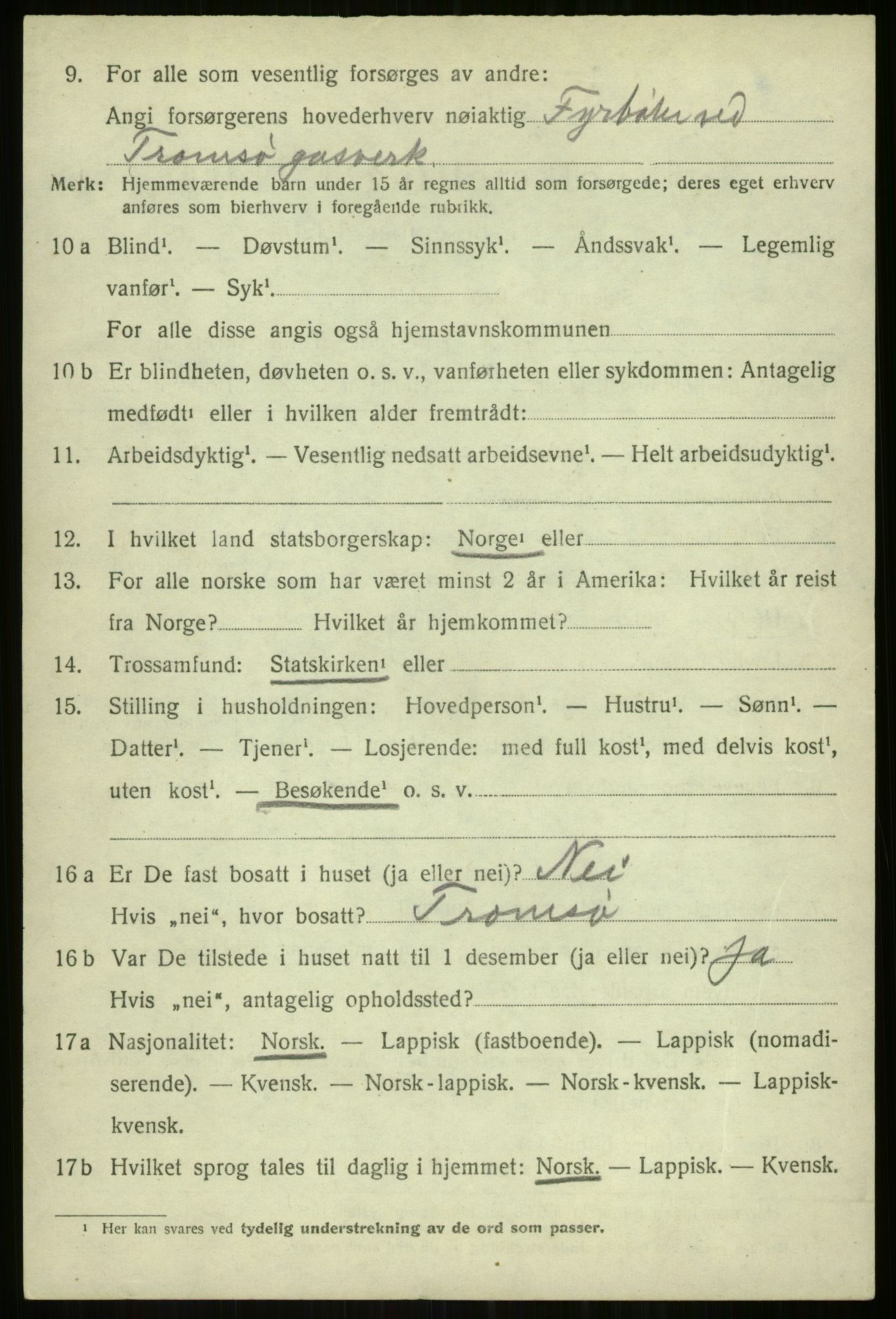 SATØ, 1920 census for Balsfjord, 1920, p. 7207