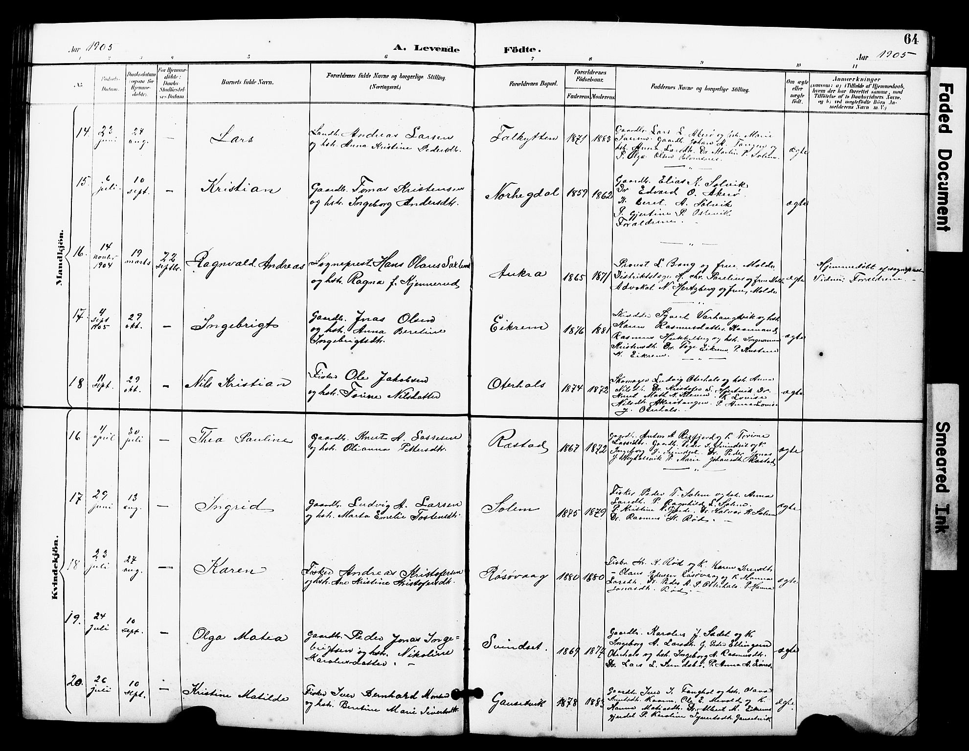 Ministerialprotokoller, klokkerbøker og fødselsregistre - Møre og Romsdal, AV/SAT-A-1454/560/L0725: Parish register (copy) no. 560C02, 1895-1930, p. 64