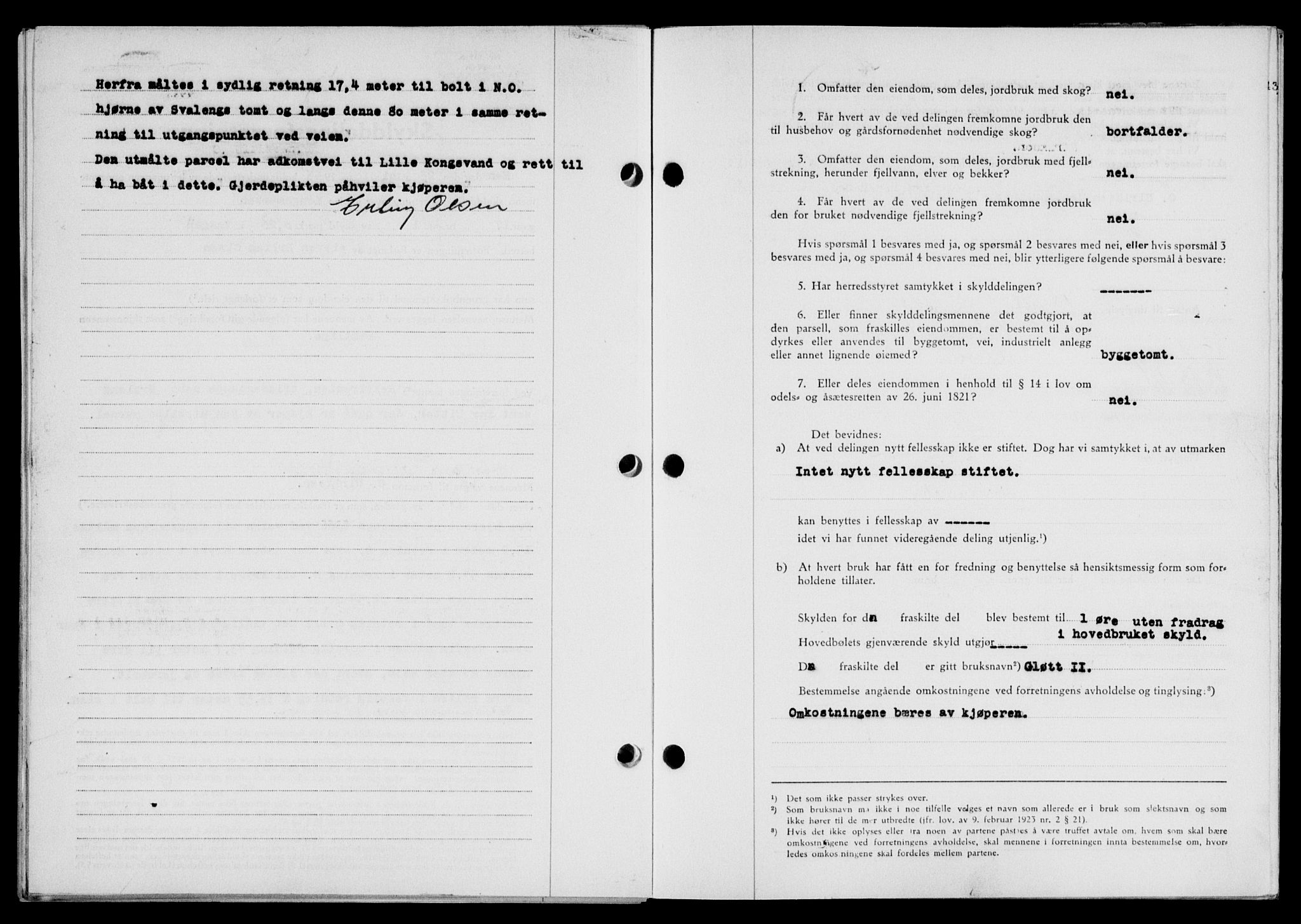 Lofoten sorenskriveri, AV/SAT-A-0017/1/2/2C/L0011a: Mortgage book no. 11a, 1943-1943, Diary no: : 872/1943